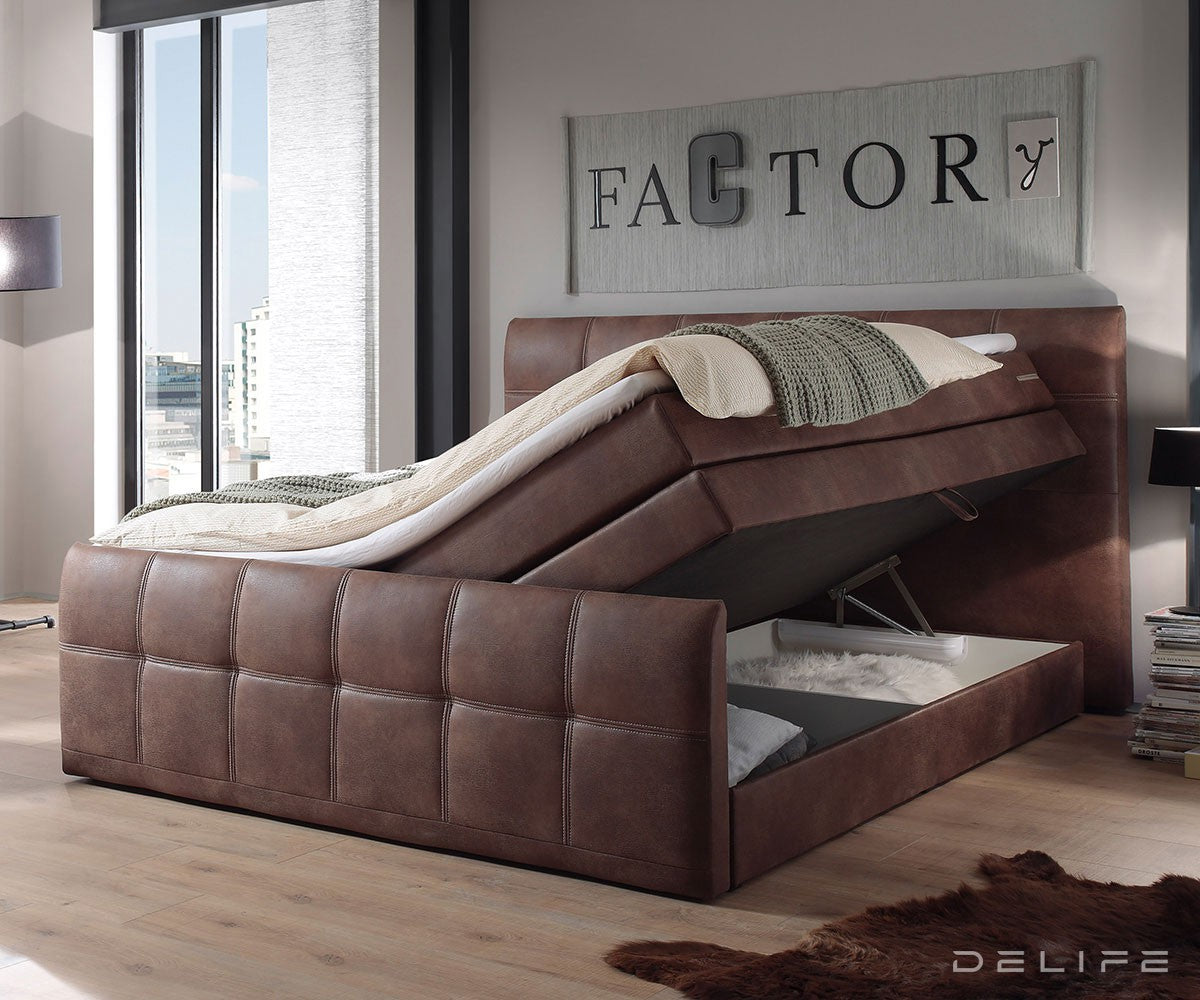 Box spring krevet Amarillo sa spremnikom za odlaganje - Kvadratni prošiv - Mikrofibra