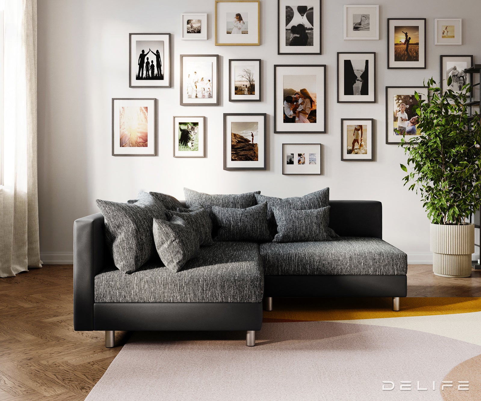 Kutna garnitura Clovis 200x185cm, Materijal: Strukturirana tkanina/Umjetna koža