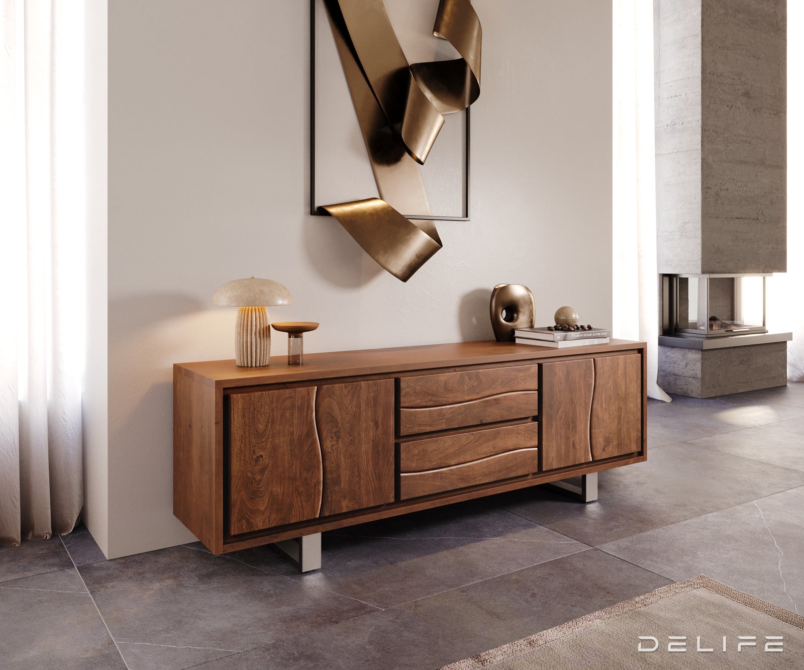 Komoda Live Edge, 200x45cm, Materijal: Bagrem