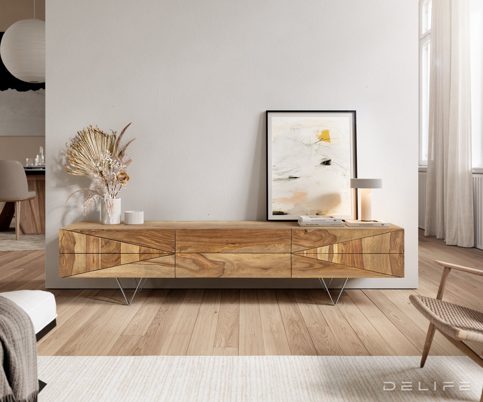 Komoda Designer Wyatt 175x40cm, Materijal: Sheesham