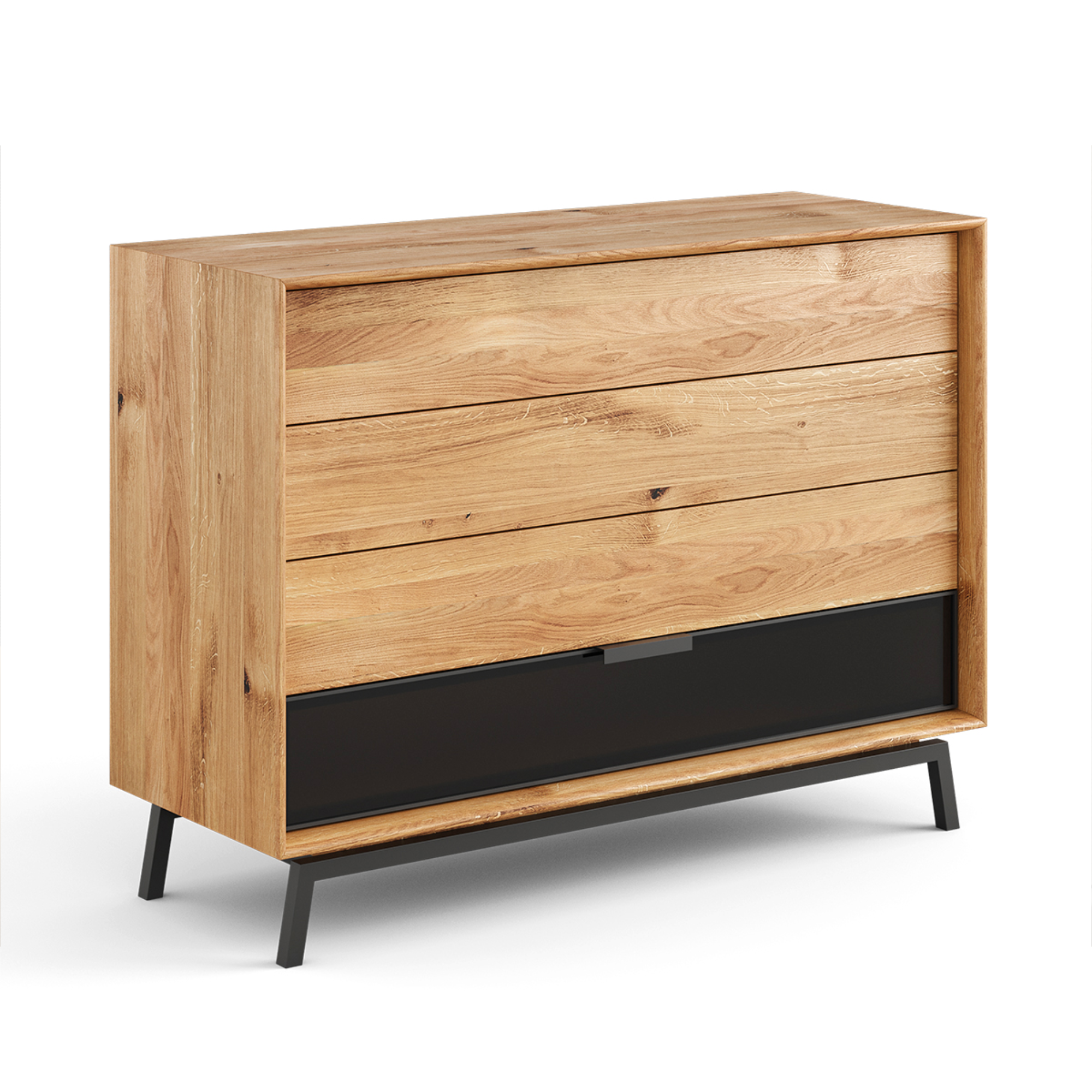 Komoda Modern Loft 120,50x45cm Sa Staklom, Materijal: Masivno Drvo Hrast