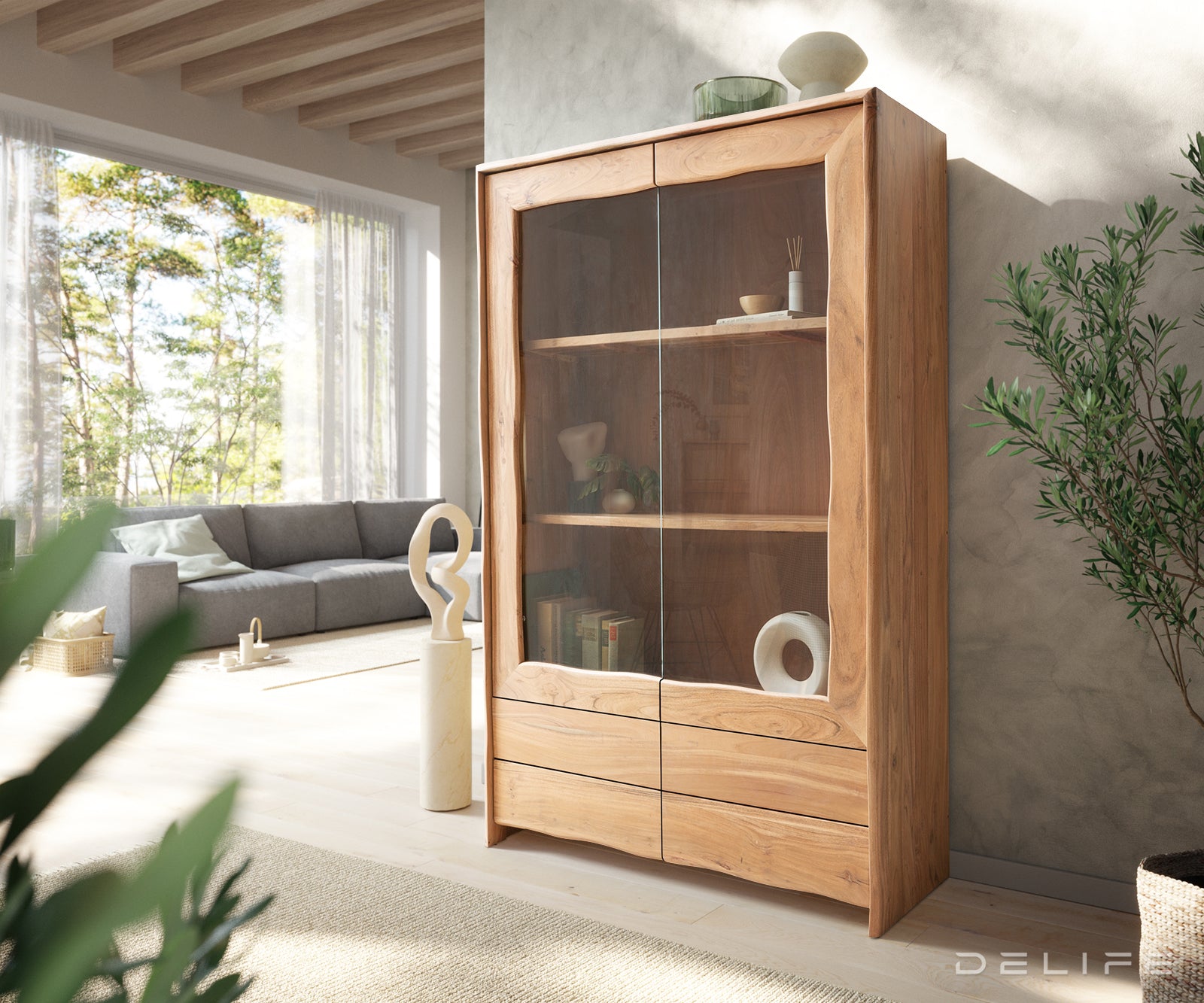 Vitrina Live-Edge 120x190cm, Materijal: Bagrem