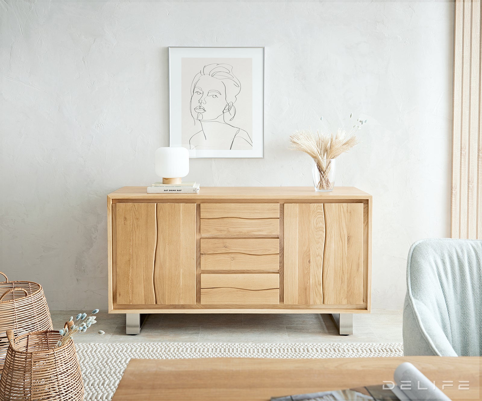 Komoda Live Edge, 147x45cm, Materijal: Hrast