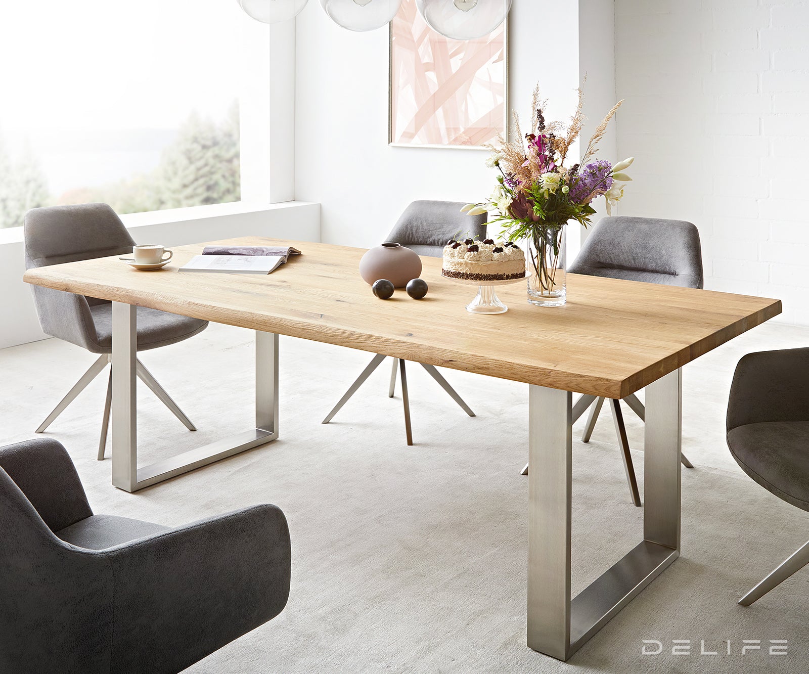 Blagovaonski stol Edge, Materijal: Hrast, Debljina ploče: 3,2cm