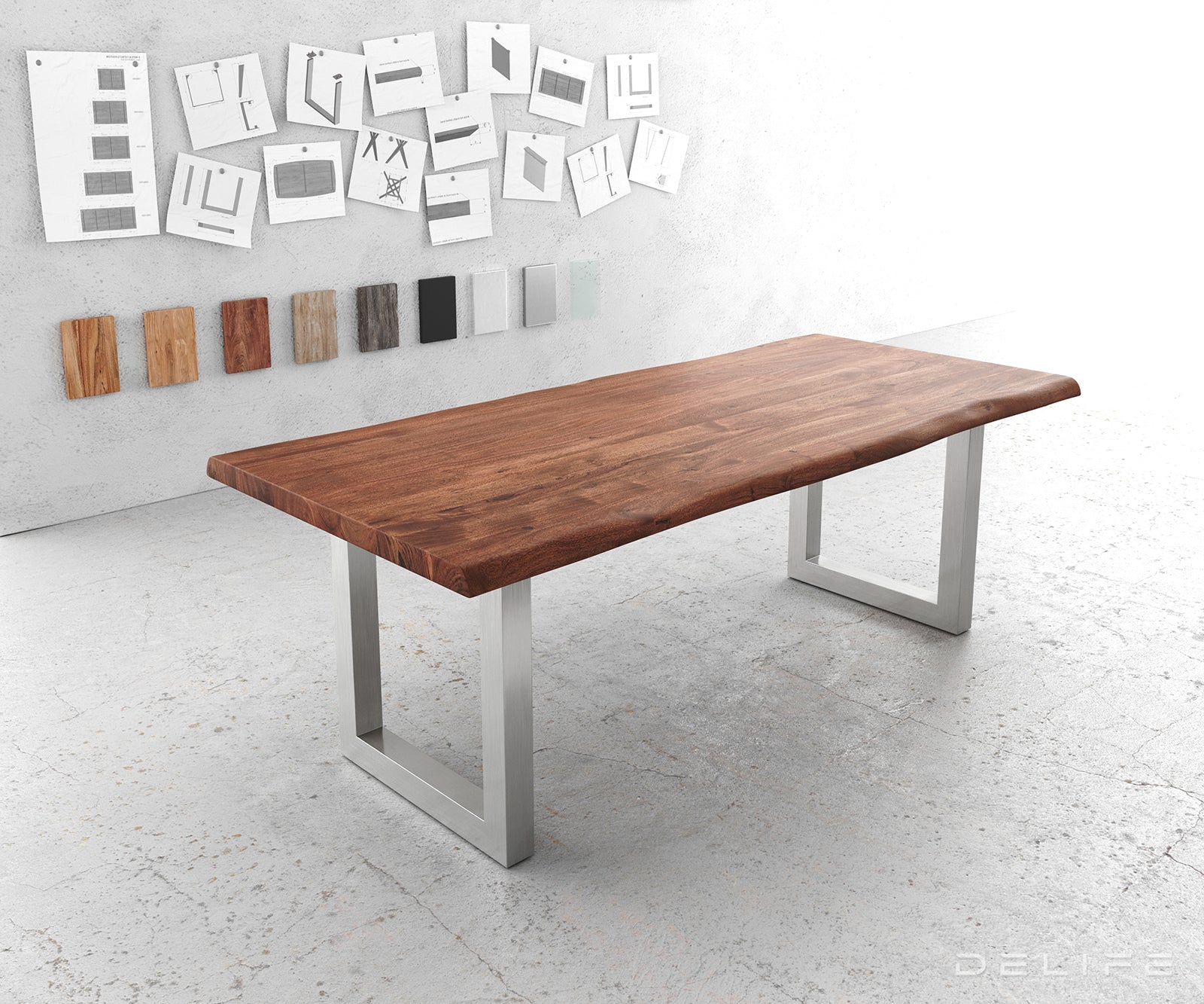 Blagovaonski stol Edge, Materijal: Bagrem, Debljina ploče: 5,5cm