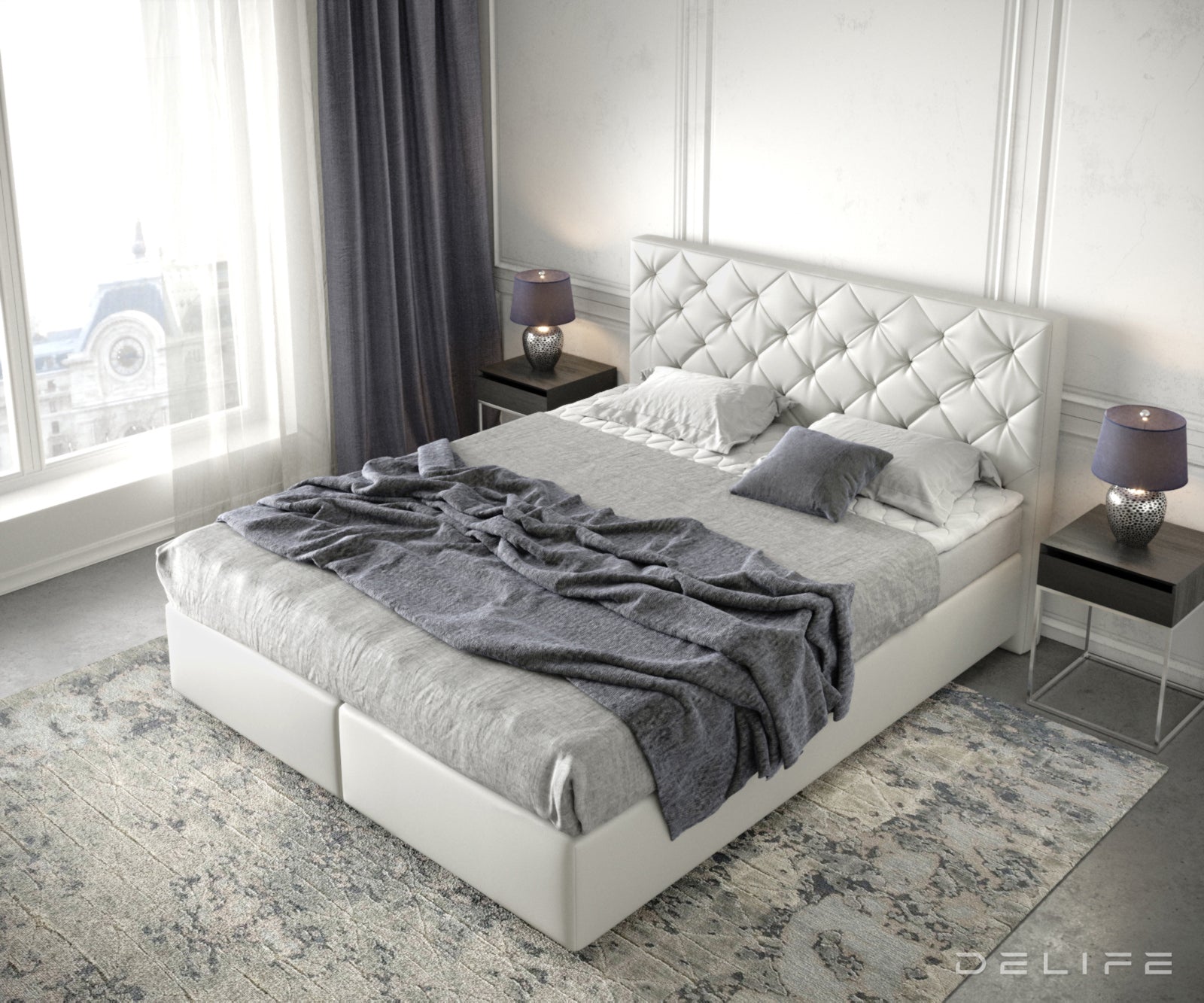 Box spring krevet Dream-Great s madracem i nadmadracem - Chesterfield prošiv - Umjetna koža