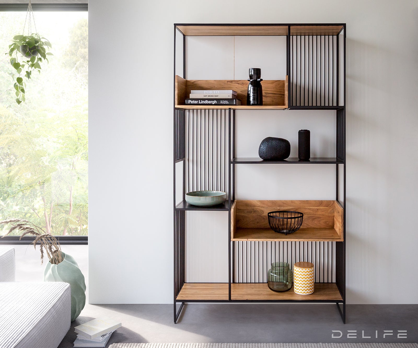 Poličar Lukeo 115x200cm, Materijal: Bagrem/Metal