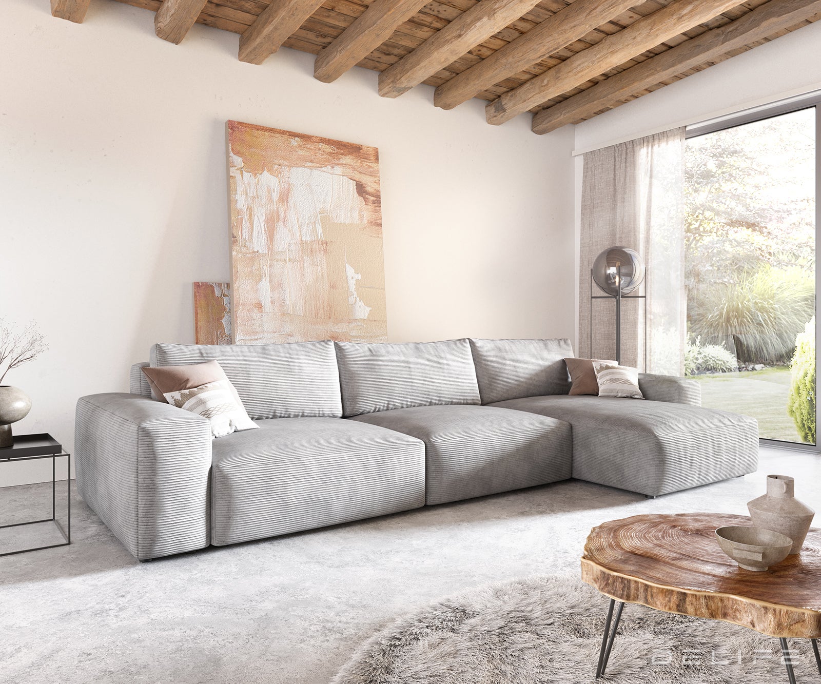 Kutna garnitura Lanzo XL 380x176cm, Materijal: Rebrasta tkanina