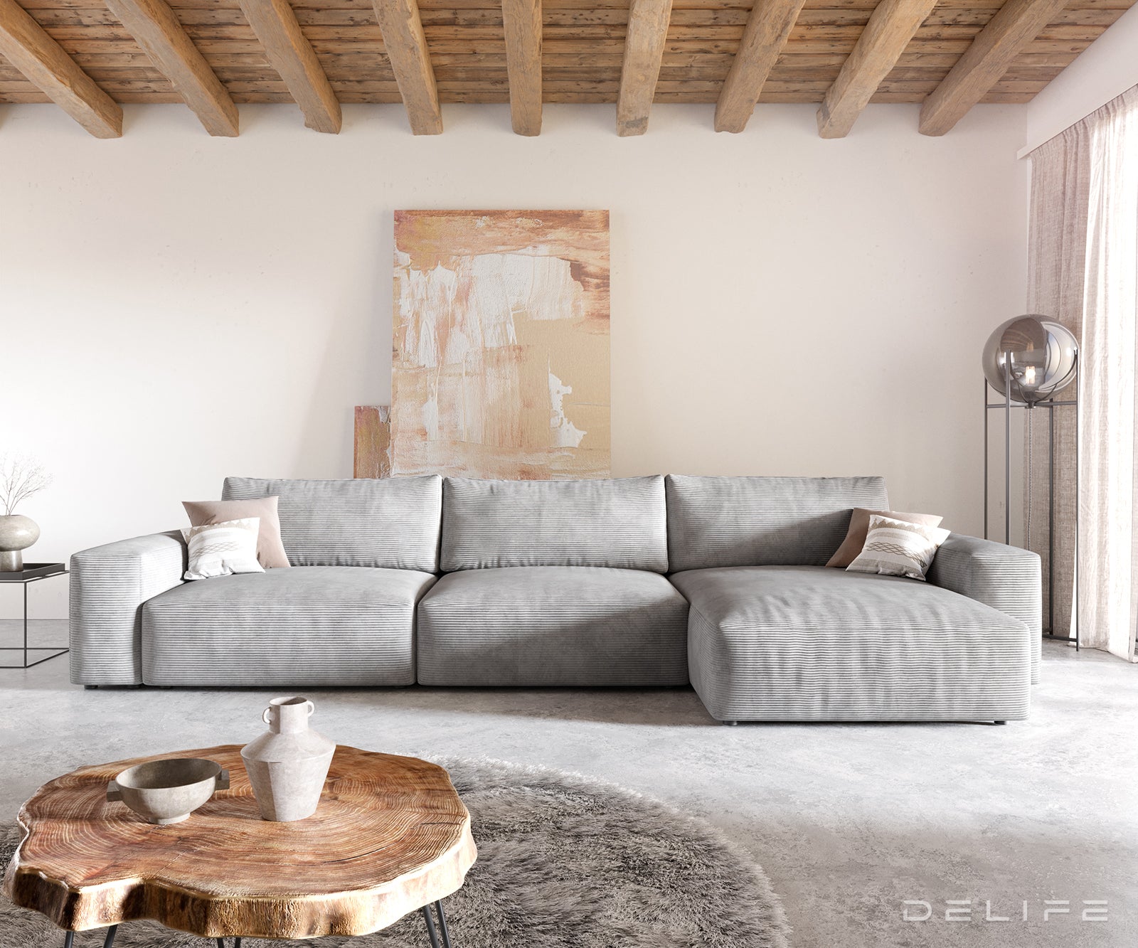 Kutna garnitura Lanzo XL 380x176cm, Materijal: Rebrasta tkanina