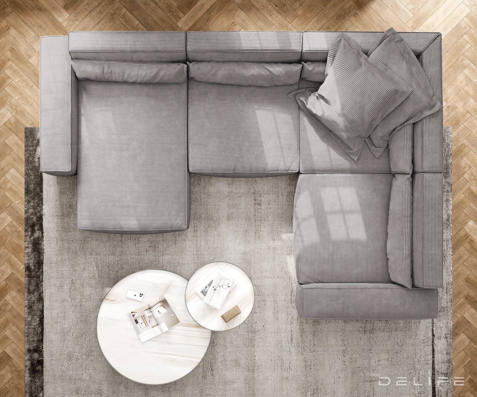 Velika kutna garnitura Sirpio XL 360x258cm, Materijal: Rebrasta tkanina