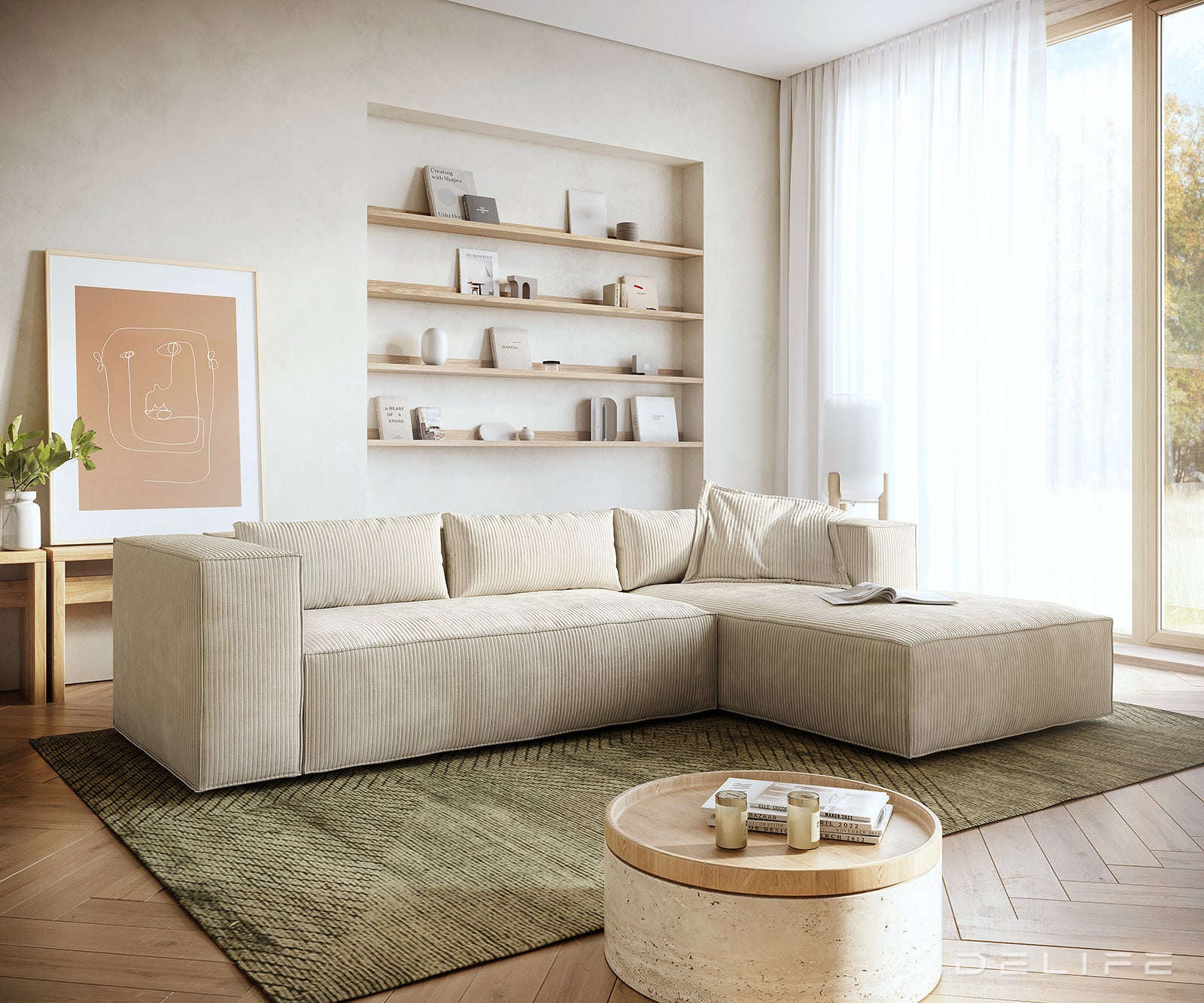 Kutna garnitura Brom 260x174cm, Materijal: Rebrasta tkanina