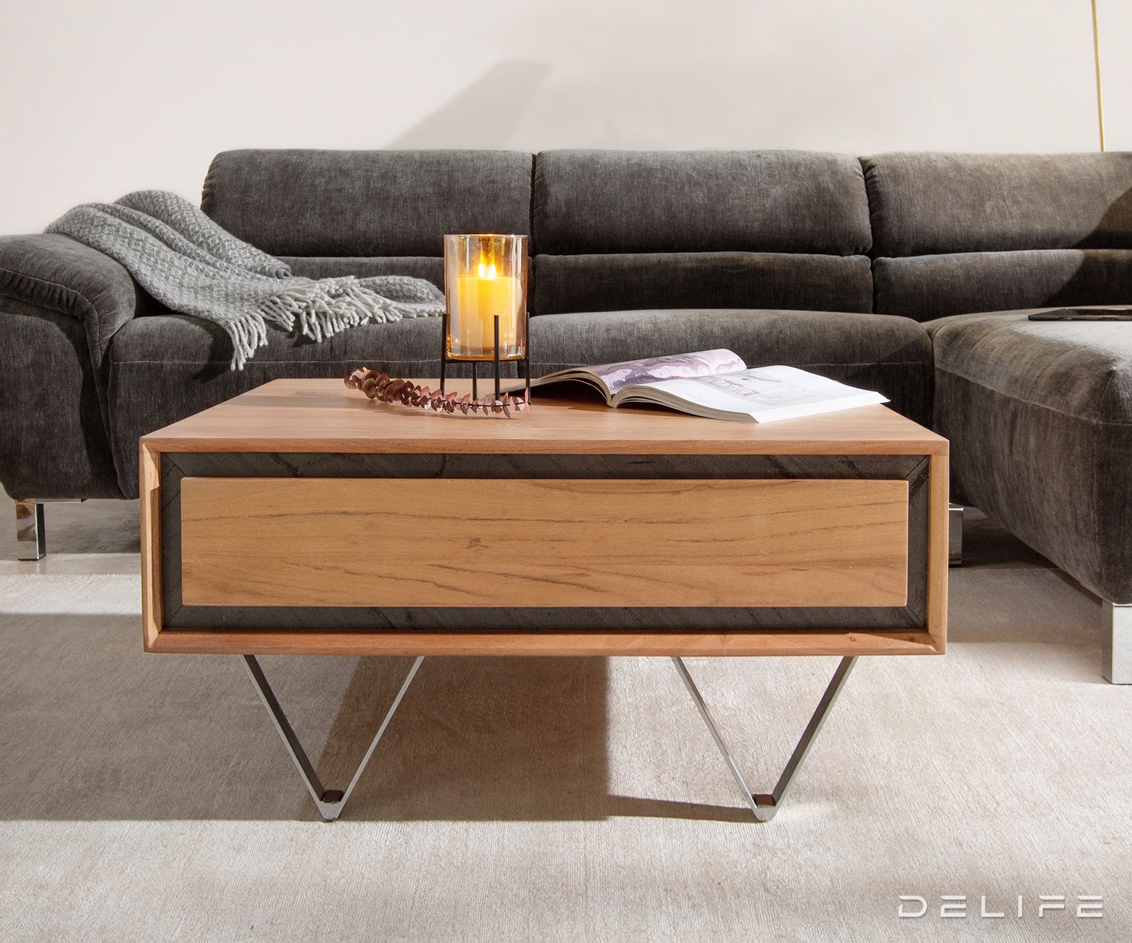 Klub stolić Stonegrace 80x60cm, Materijal: Bagrem