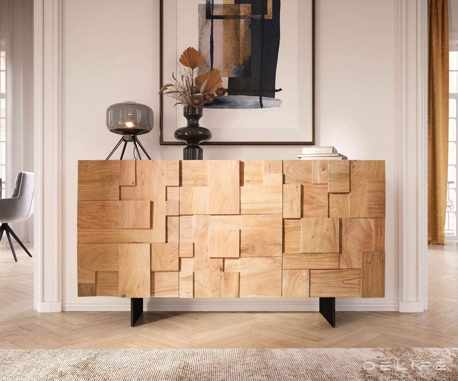 Komoda Puzzle 145x40cm, Materijal: Bagrem