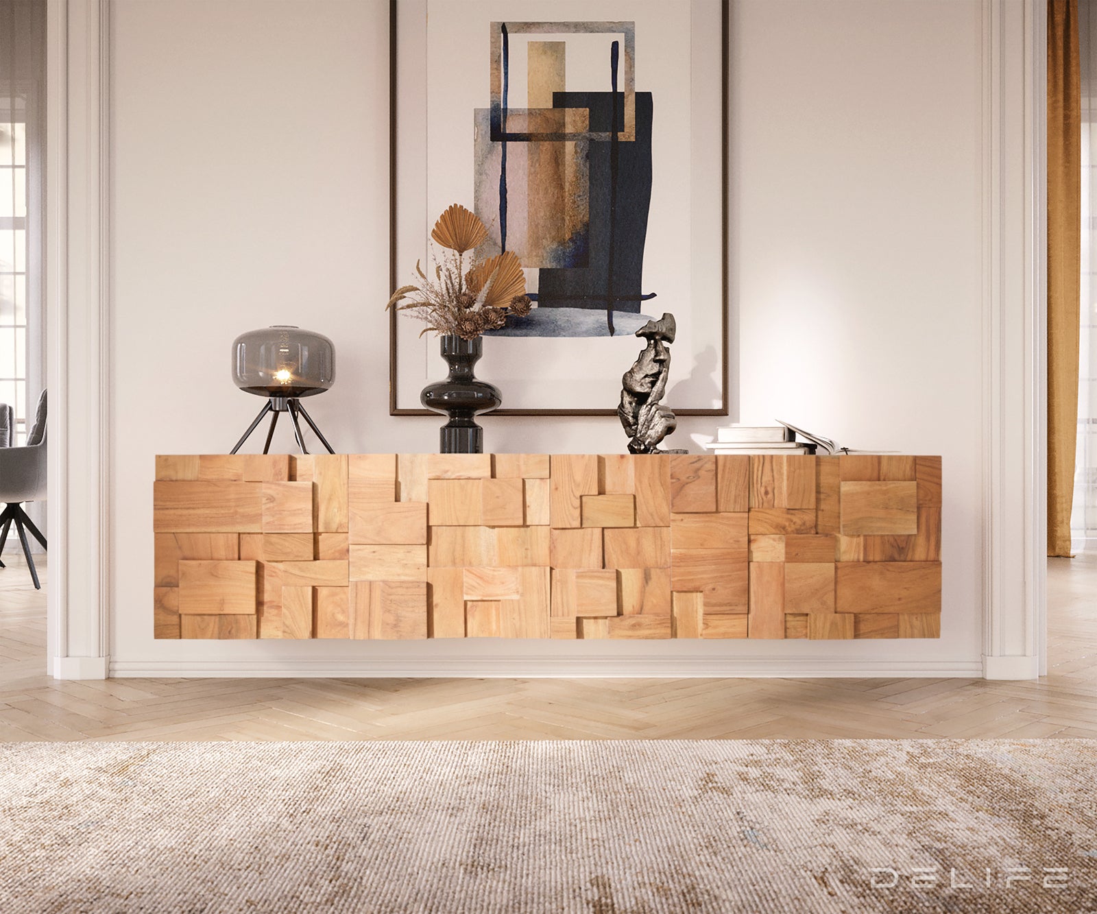 TV Komoda Puzzle 175x35cm, Materijal: Bagrem