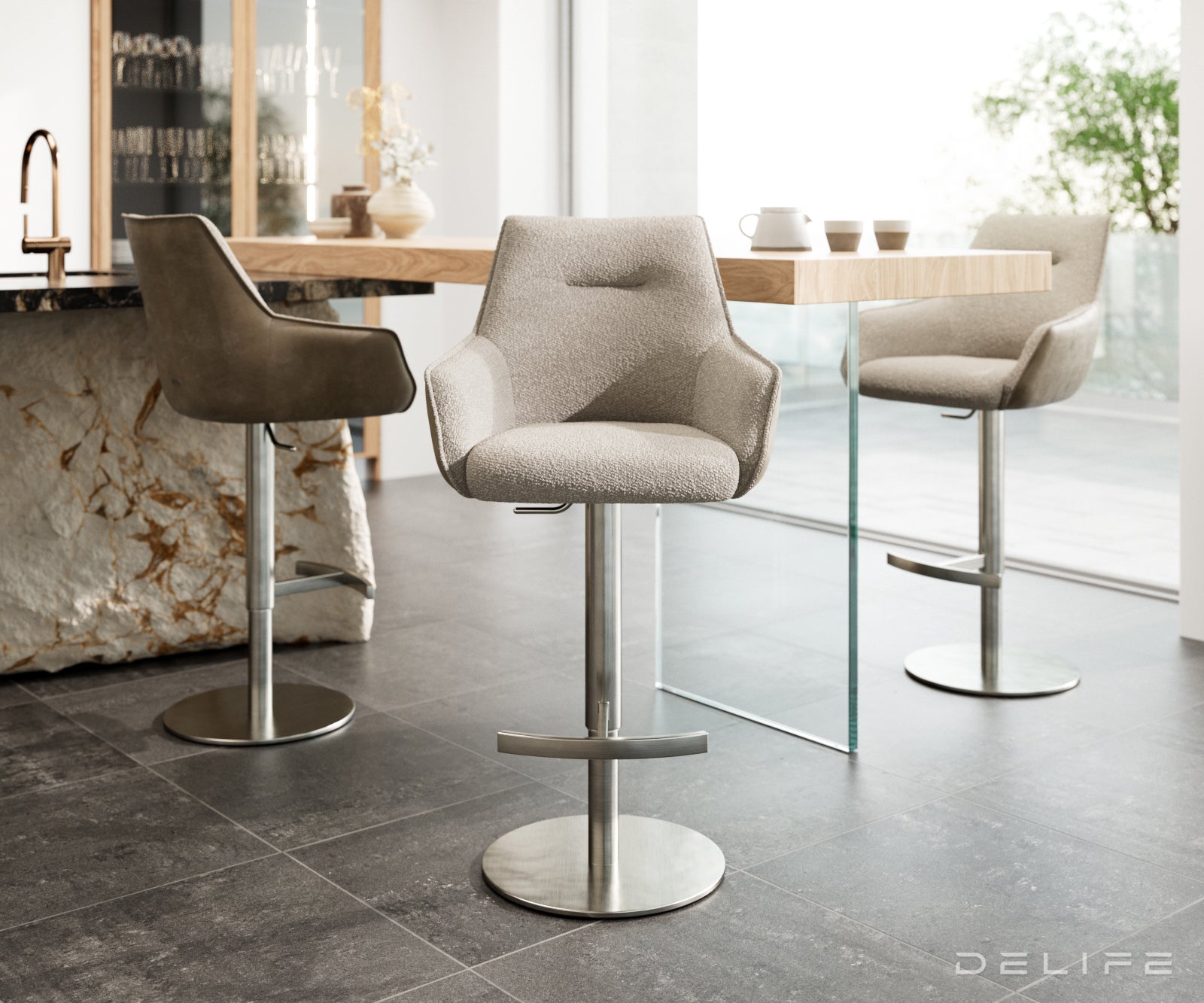 Barska stolica Alja Flex, Materijal: Mikrofibra/Boucle