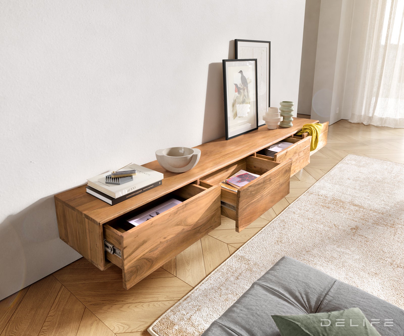 Komoda Wyatt 220x40cm, Materijal: Bagrem