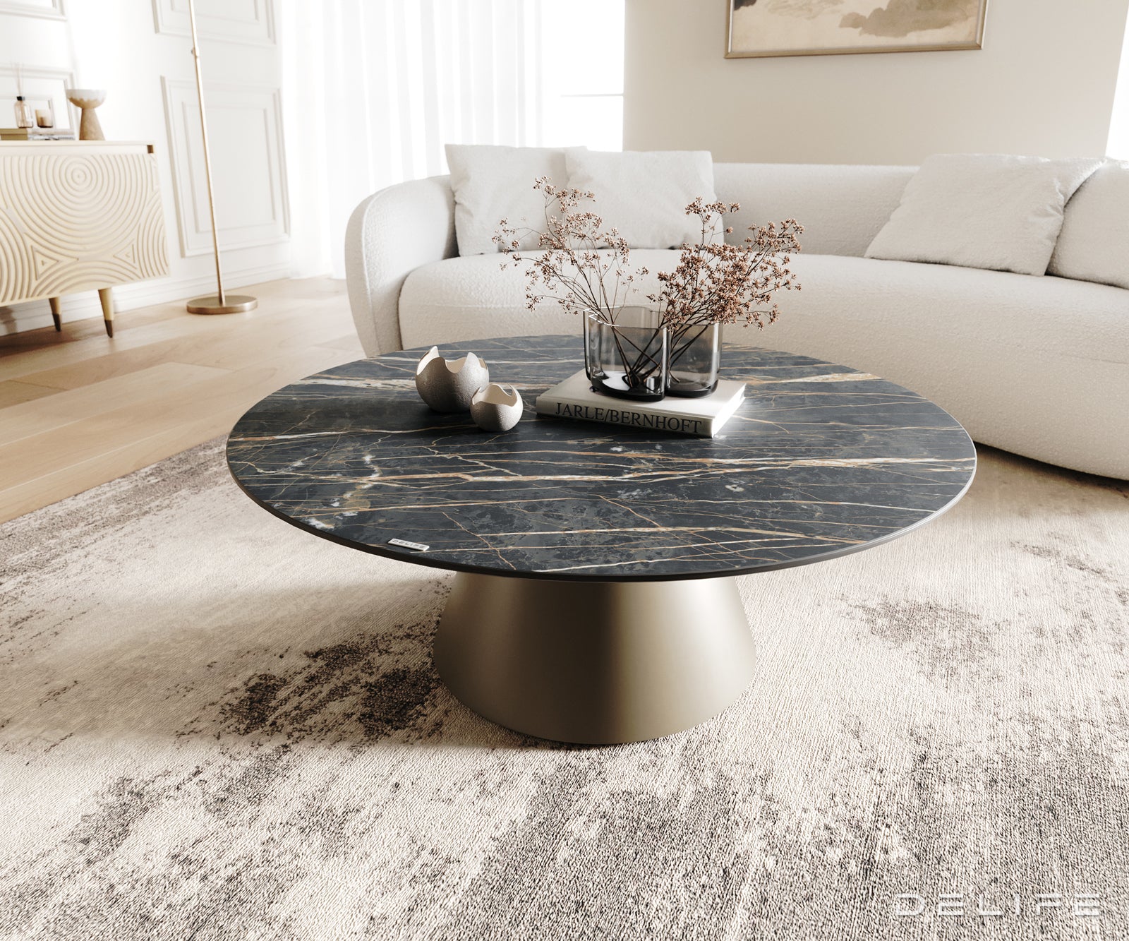 Klub stolić Borna 100x100cm, Materijal: Keramika Laminam Noir Desir