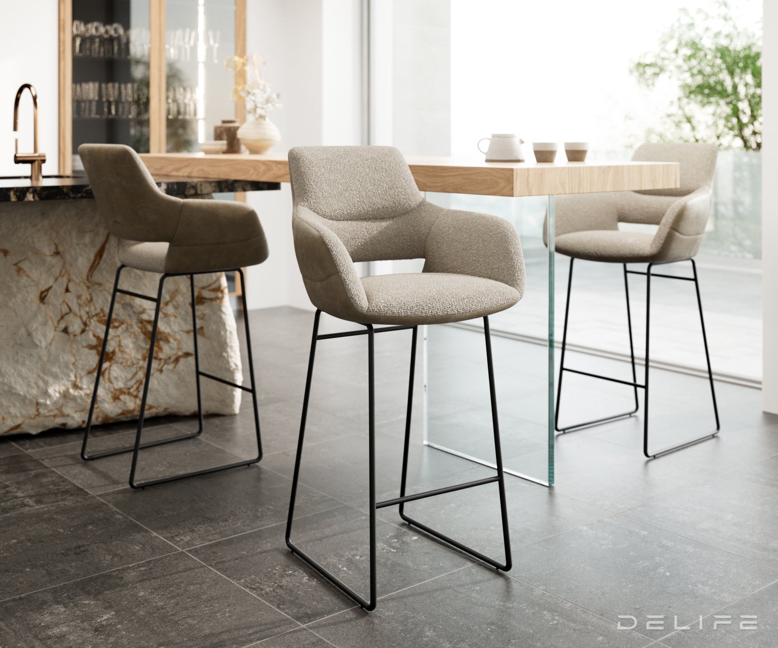 Barska stolica Yago Flex, Materijal: Mikrofibra/Boucle