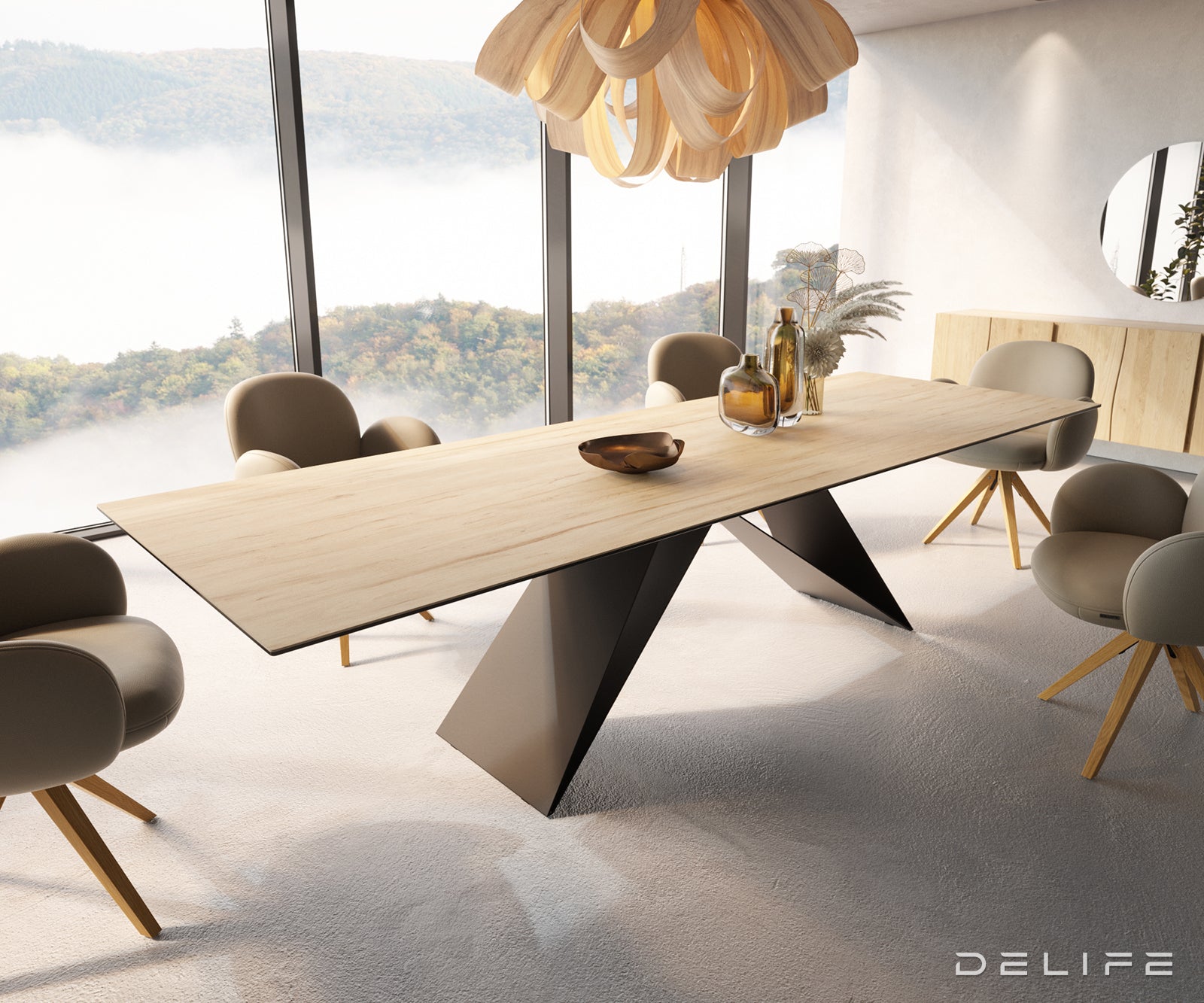 Blagovaonski stol Edge 300x100cm, Materijal: Keramika Laminam Sabbia