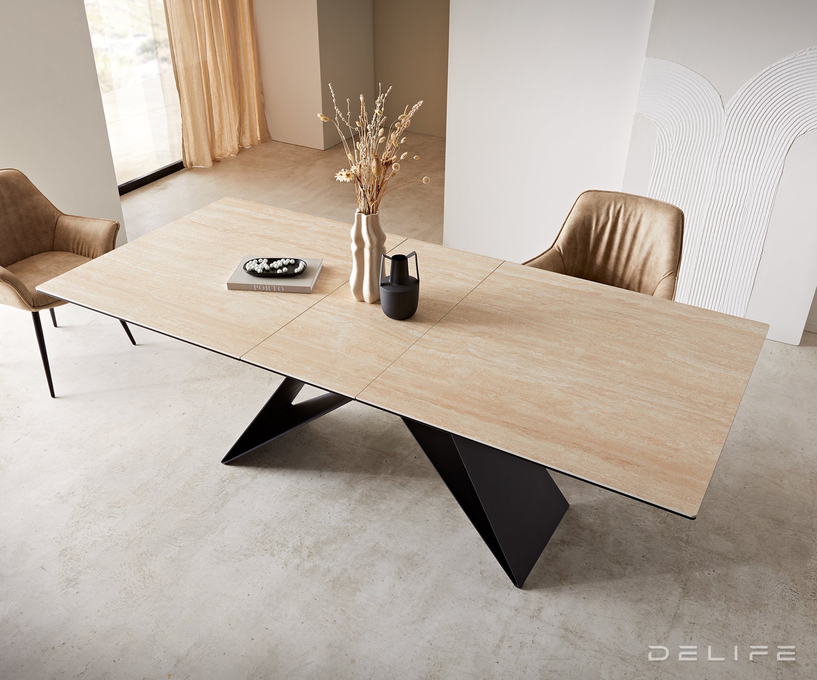 Produljivi stol Edge 180/220x100, Materijal: Keramika Travertin