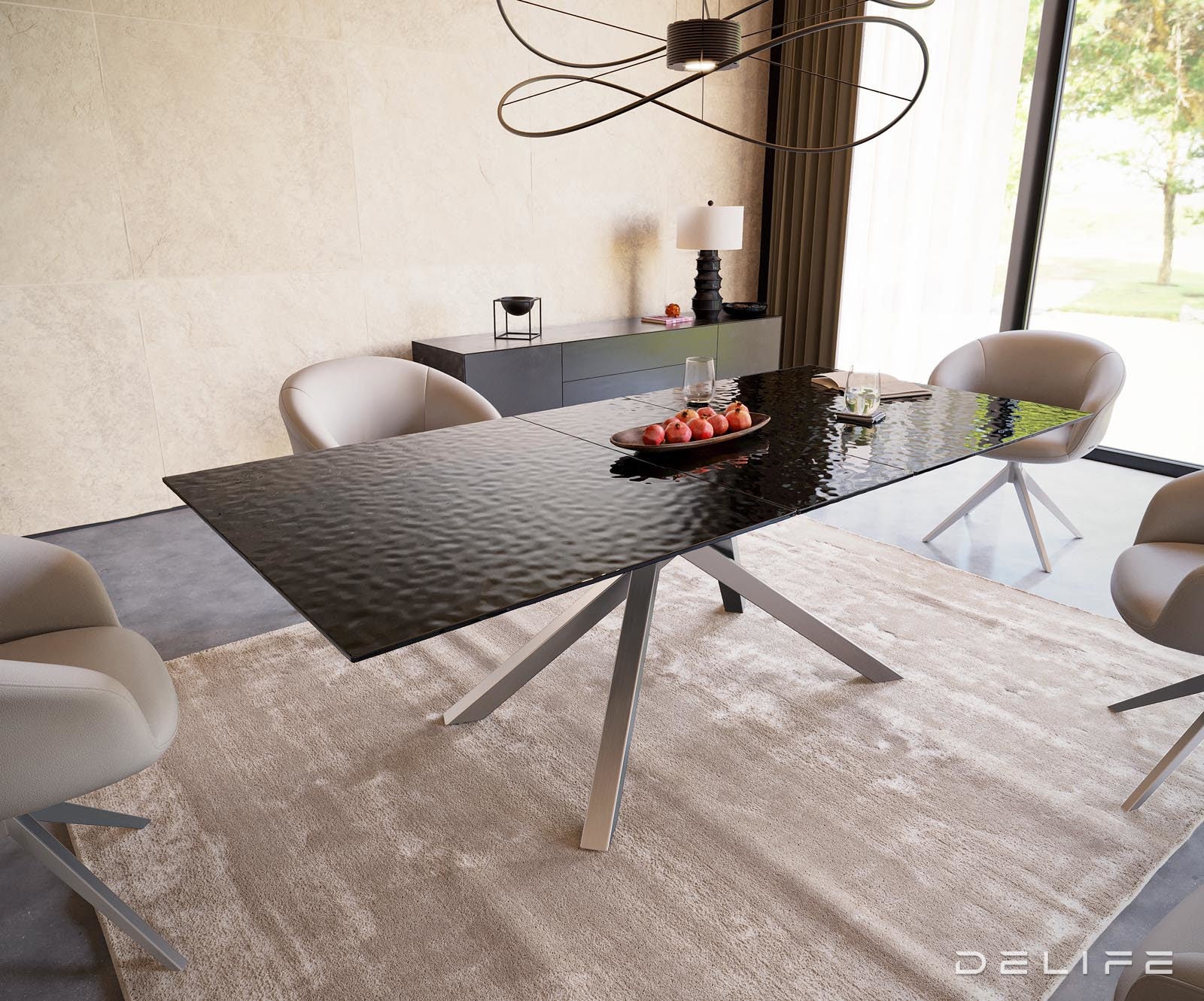 Blagovaonski stol Edge 180/220x100cm, Materijal: Staklo