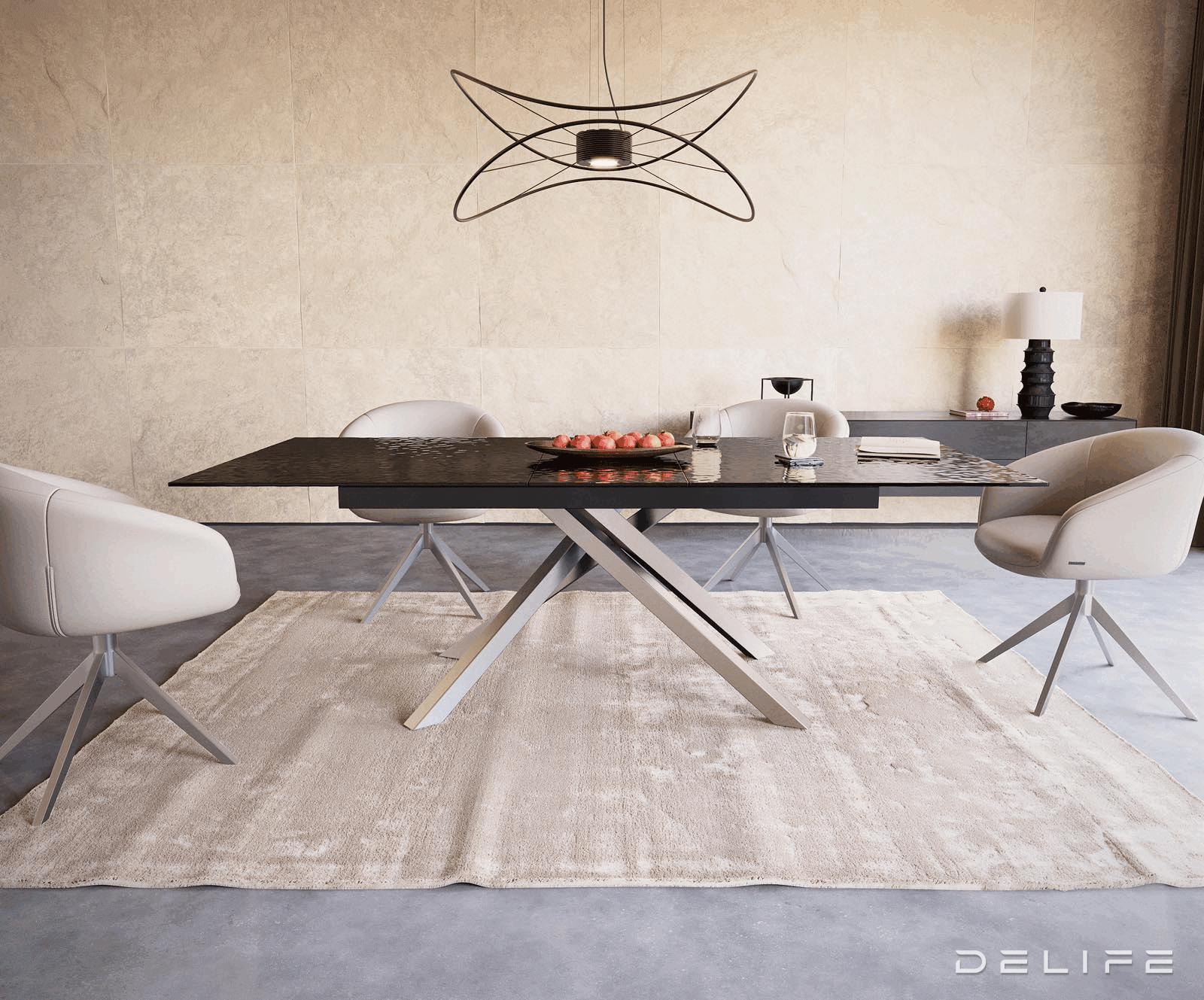 Blagovaonski stol Edge 180/220x100cm, Materijal: Staklo