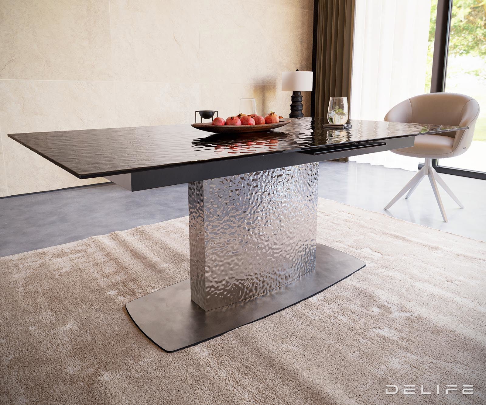 Blagovaonski stol Edge 180/220x100cm, Materijal: Staklo