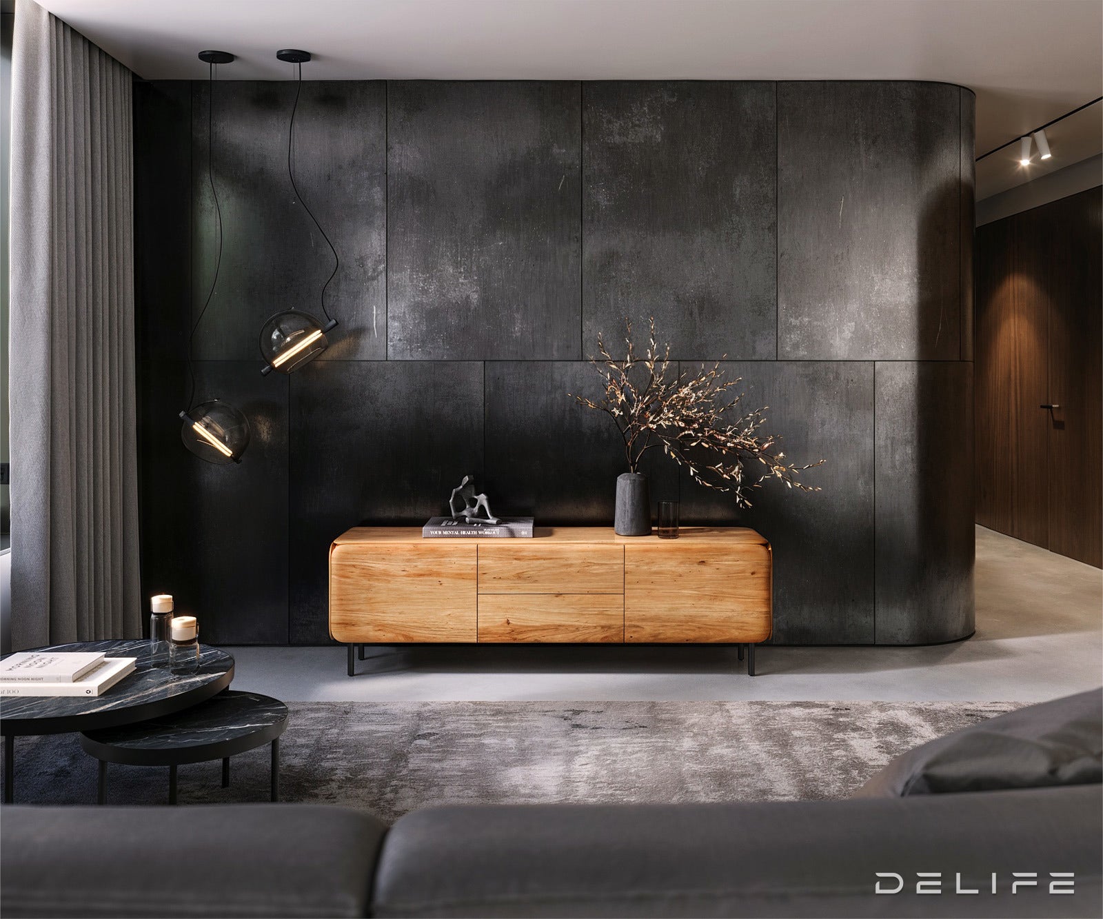 TV komoda Shavani 175x40cm, Materijal: Bagrem