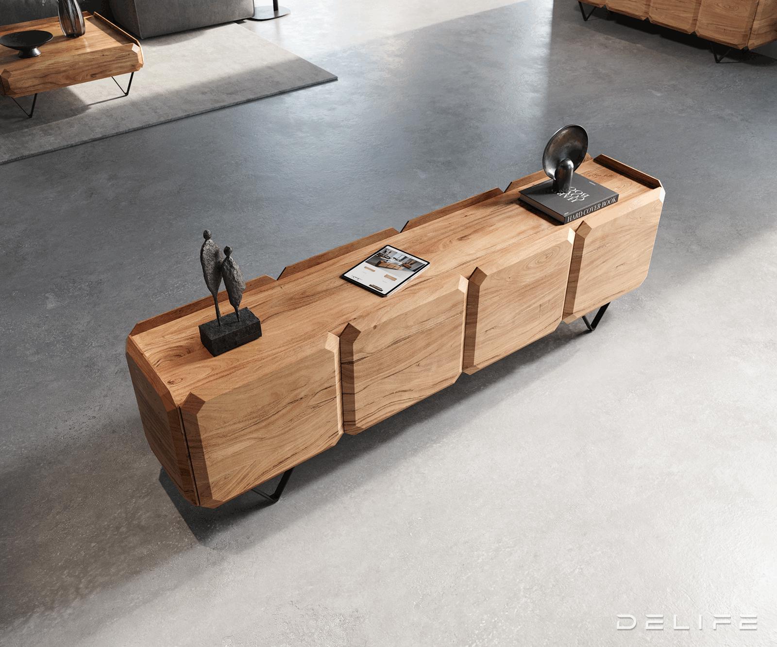 Komoda Kiano 200x40cm, Materijal: Bagrem