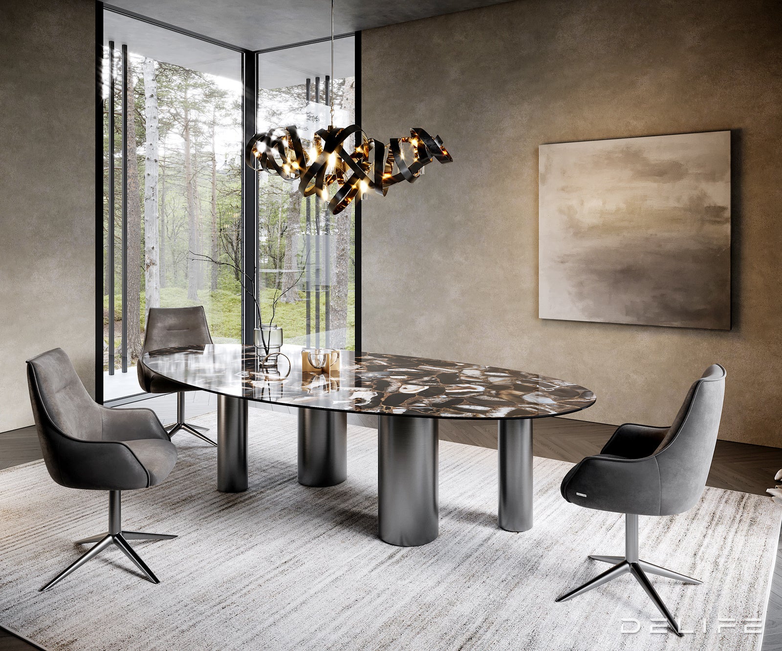 Blagovaonski stol Edge 280x130cm, Materijal: Keramika na staklu