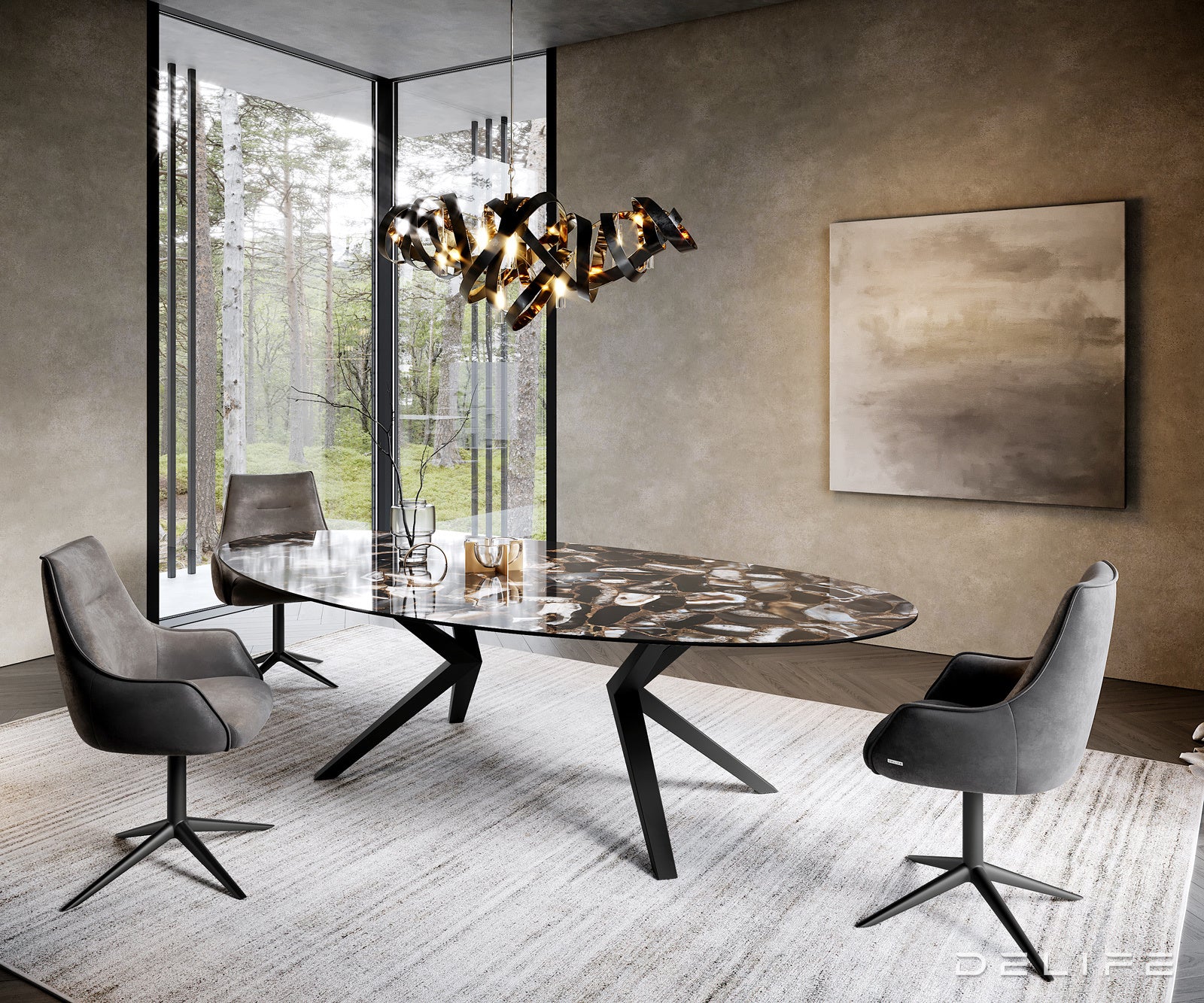 Blagovaonski stol Edge 280x130cm, Materijal: Keramika na staklu