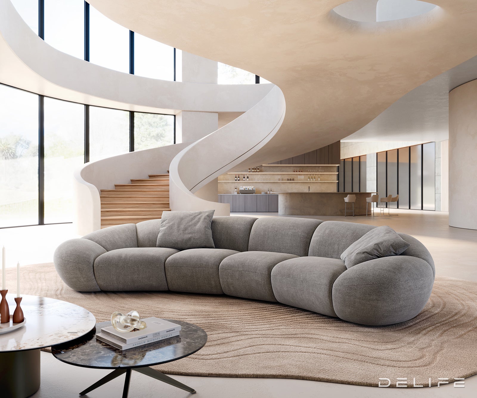 Sofa Lunna 368x175cm, Materijal: Strukturirana tkanina