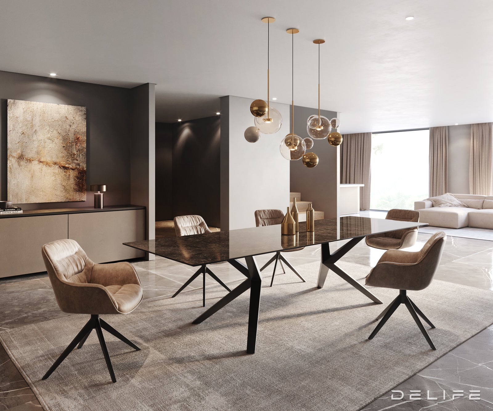 Blagovaonski stol Edge 300x100cm, Materijal: Keramika na staklu