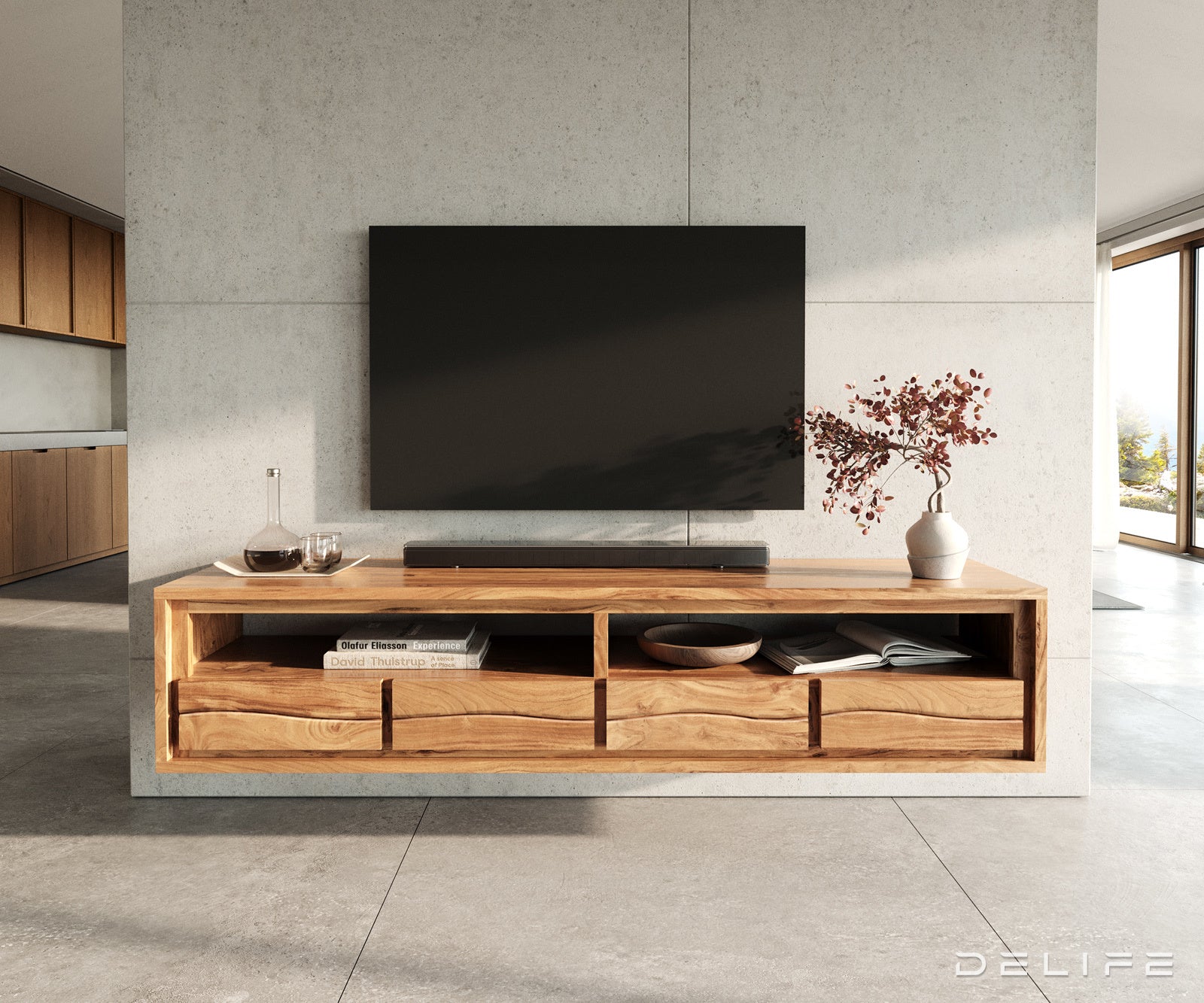 TV Komoda Live-Edge 190 cm, Materijal: Bagrem