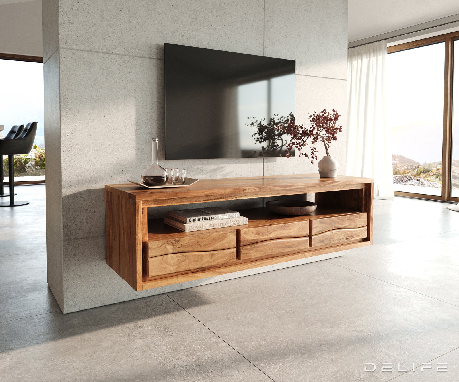 TV Komoda Live-Edge 146 cm, Materijal: Bagrem