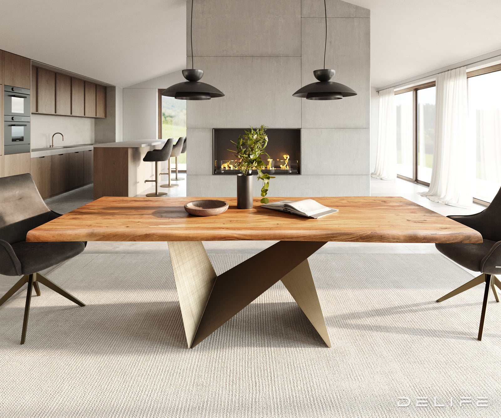 Blagovaonski stol Edge 240x100cm, Materijal: Bagrem