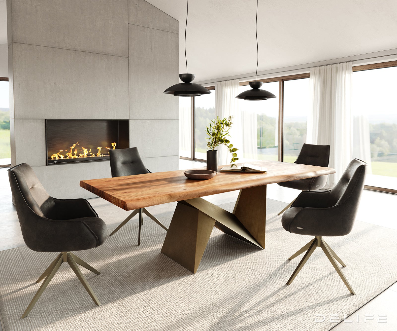 Blagovaonski stol Edge 240x100cm, Materijal: Bagrem