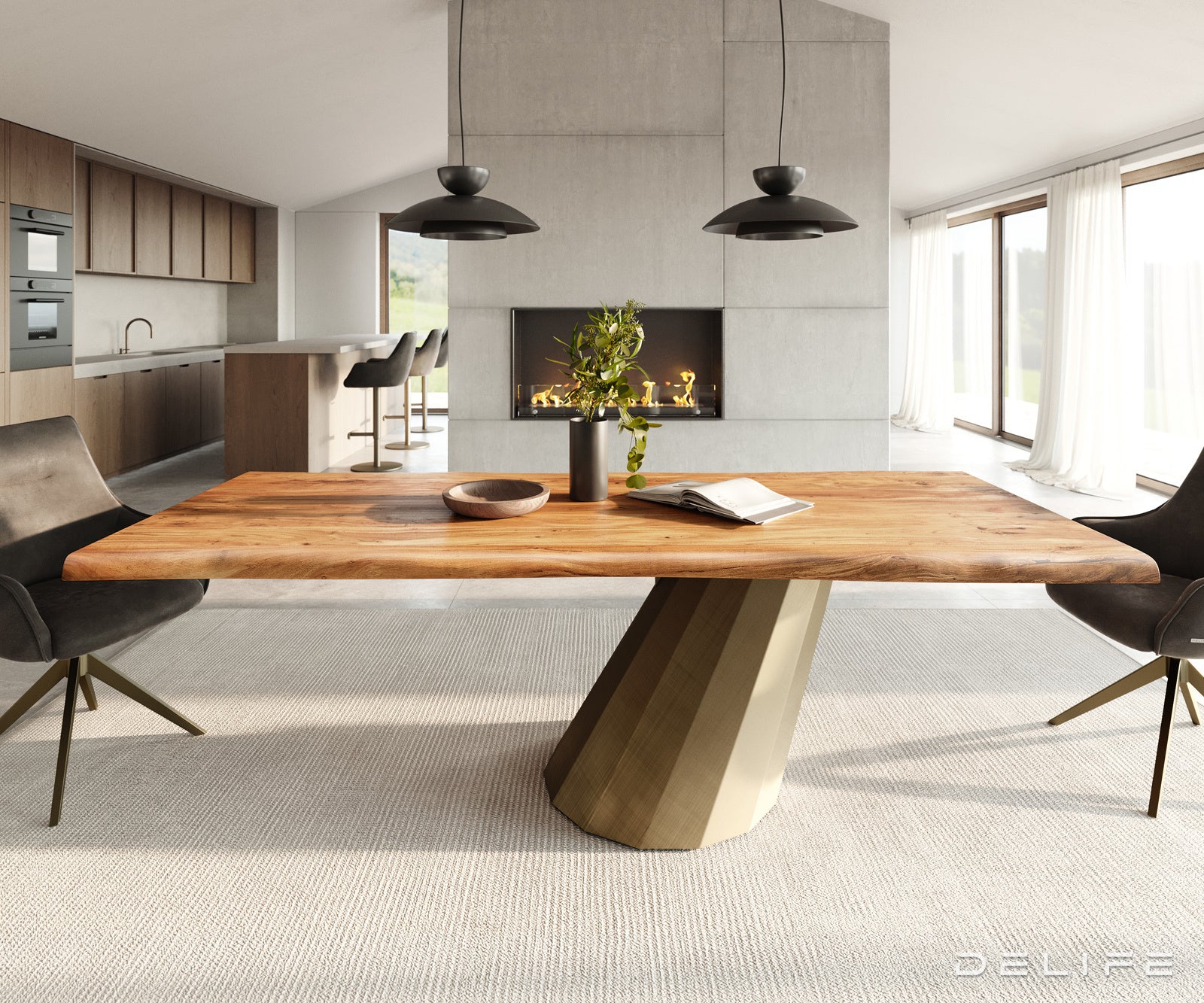 Blagovaonski stol Edge 240x100cm, Materijal: Bagrem