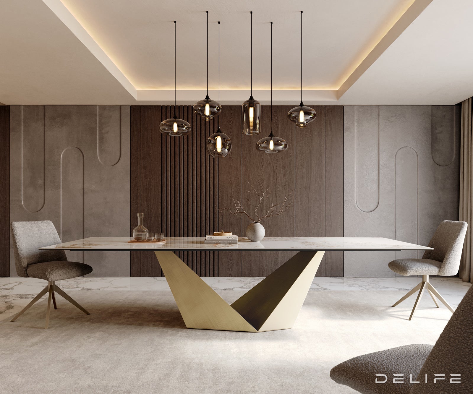 Blagovaonski stol Edge 300x100cm, Materijal: Keramika Minas Melange