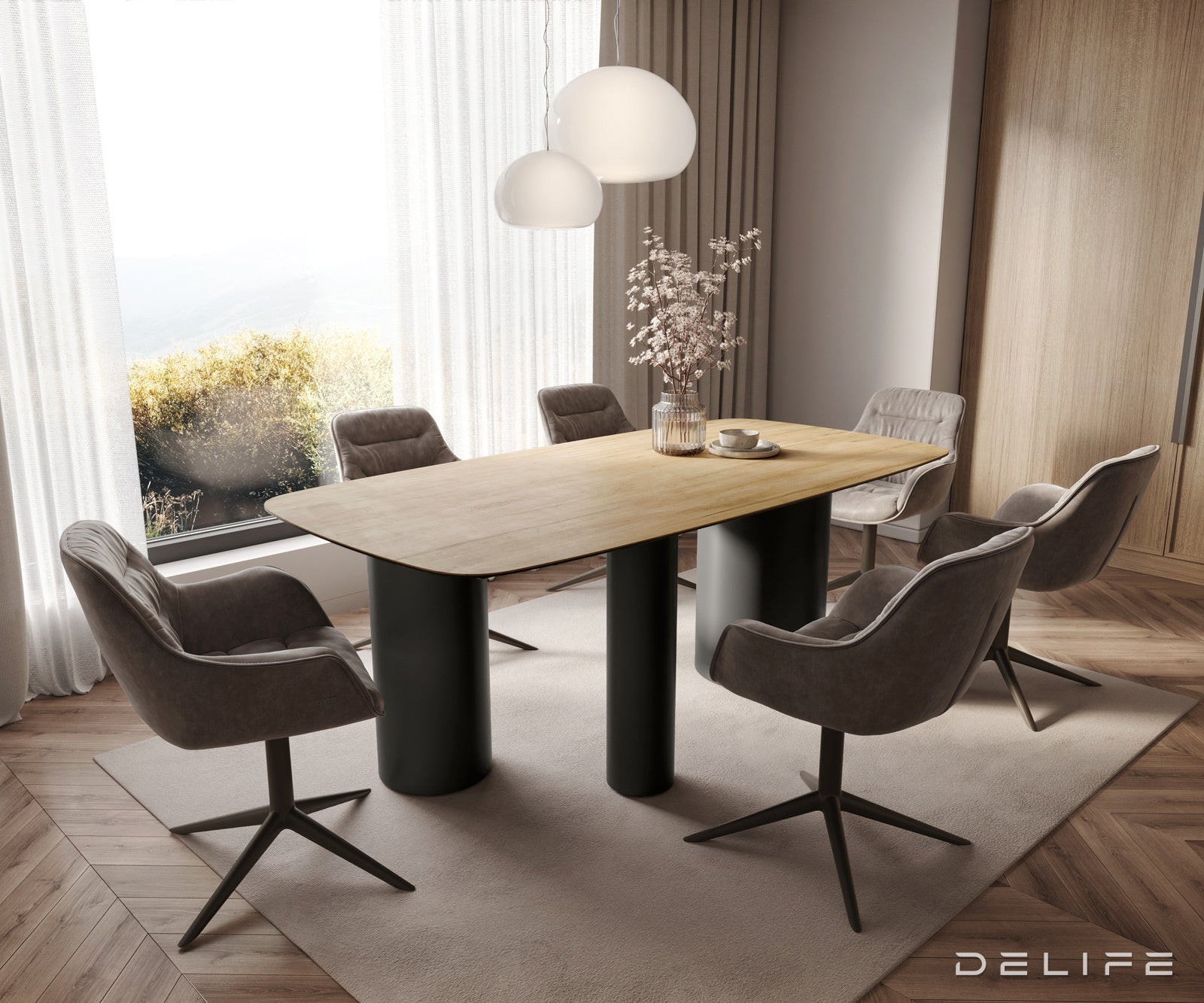 Blagovaonski stol Edge 200x100cm, Materijal: Keramika Laminam Sabbia