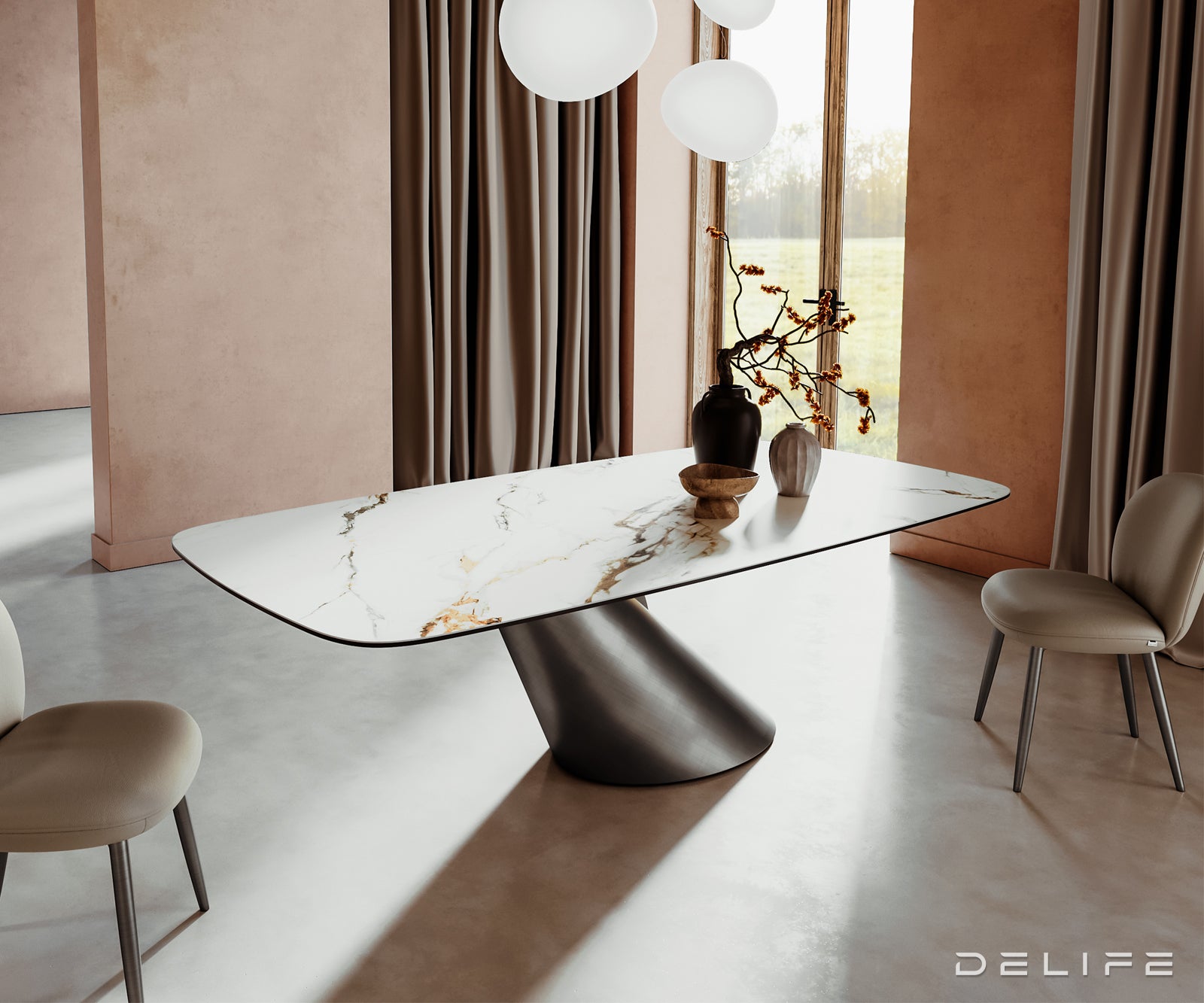 Blagovaonski stol Edge 240x120cm, Materijal: Keramika Calacatta Luxe