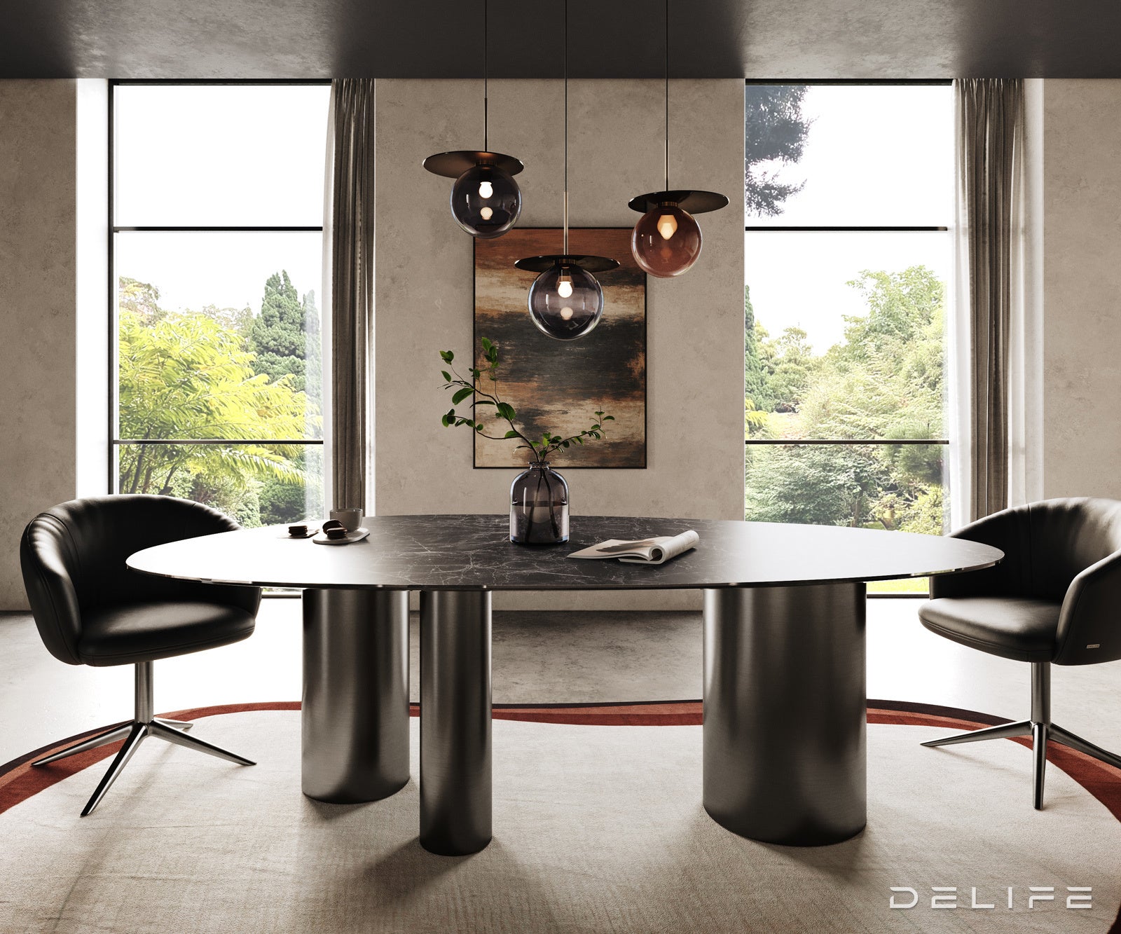 Blagovaonski stol Edge 220x120cm, Materijal: Keramika Laminam Nero Greco