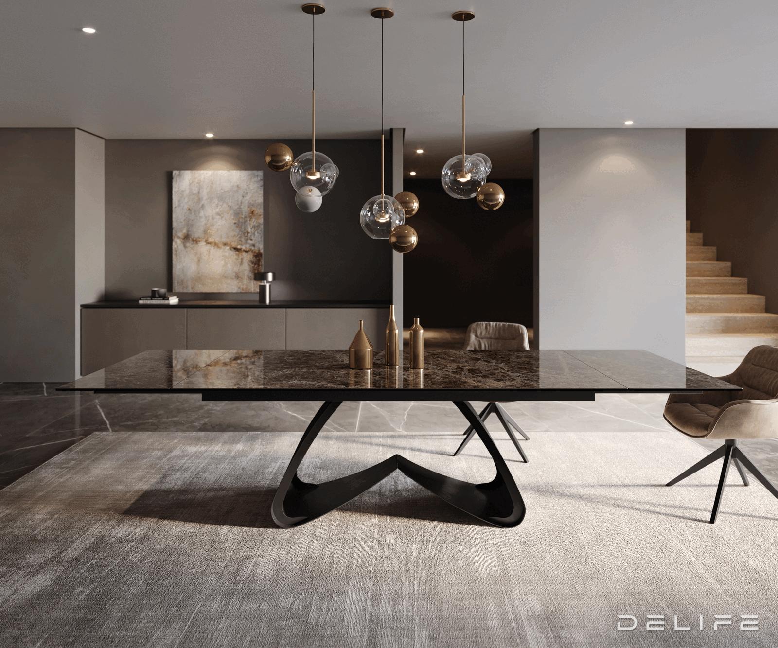 Blagovaonski stol Edge 200/300x100cm, Materijal: Keramika na staklu