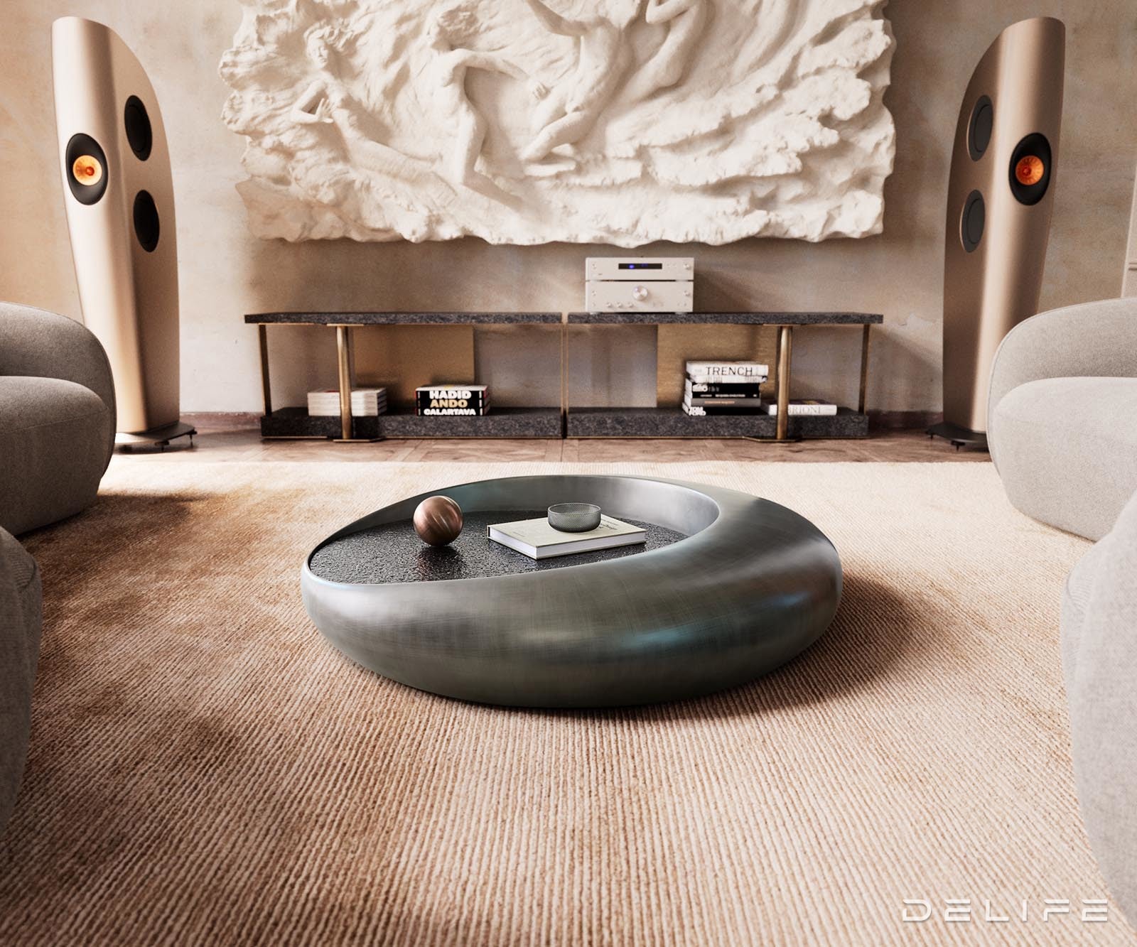 Klub stolić Blaise 100x100cm, Materijal: Reljefno staklo