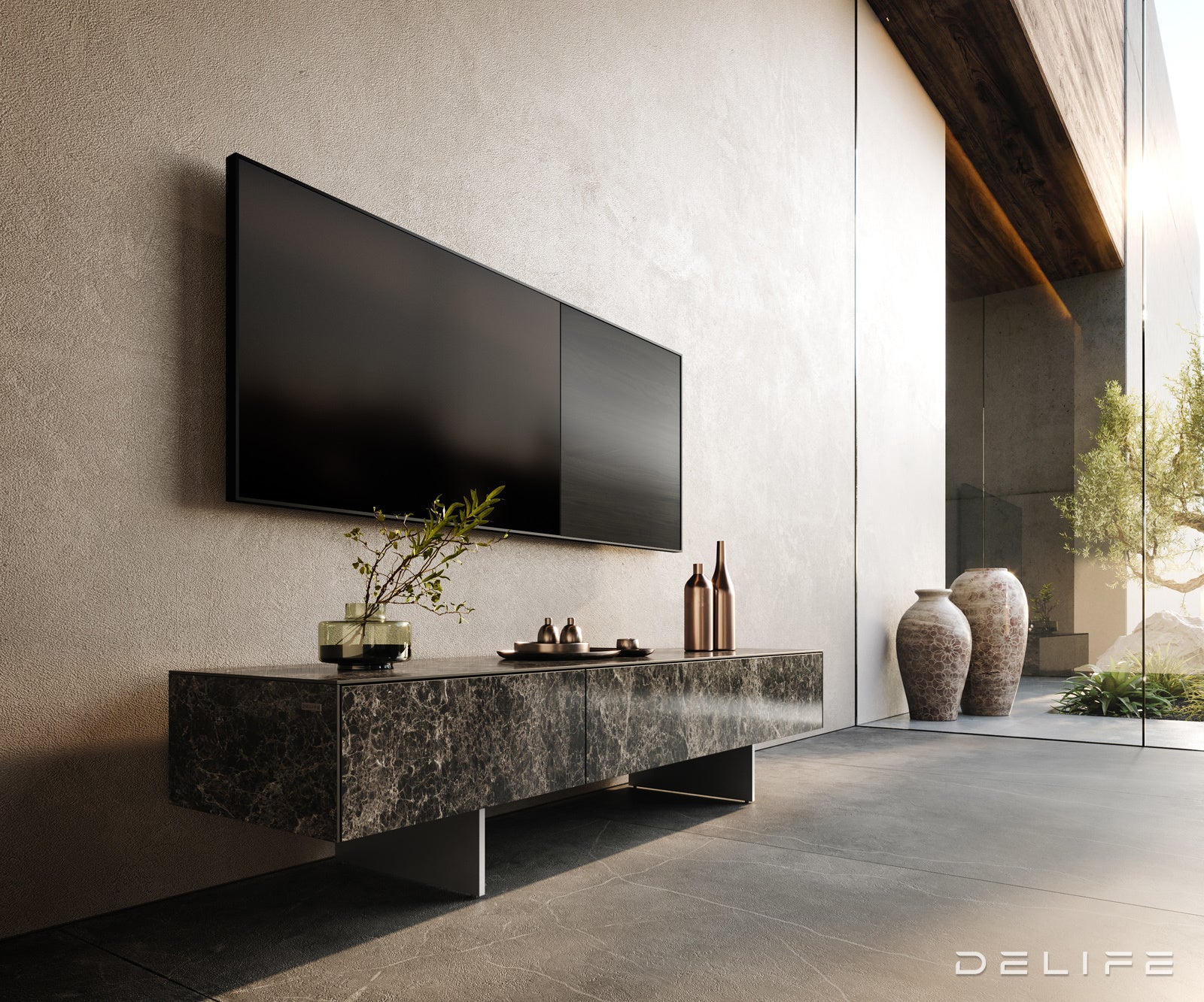 Tv komoda Cuor 150x40cm, Materijal: Keramika Emperador Extra Lucidato