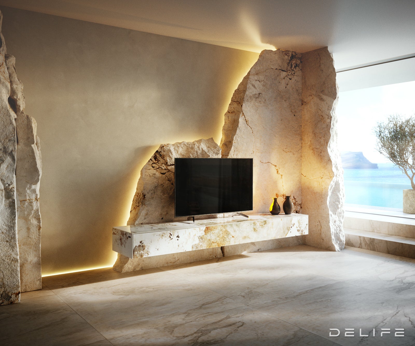 Tv Komoda Cuor 200x35cm, Materijal: Keramika Minas Melange