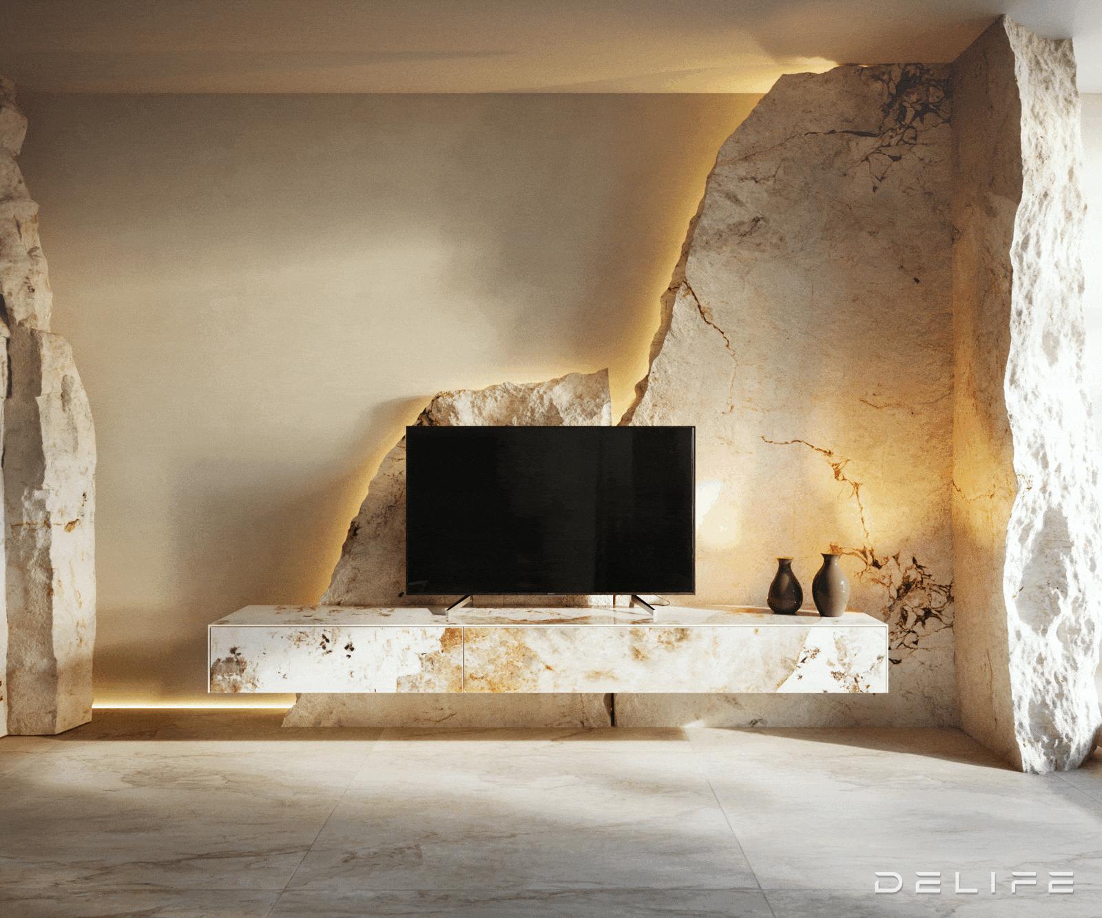 Tv Komoda Cuor 200x35cm, Materijal: Keramika Minas Melange