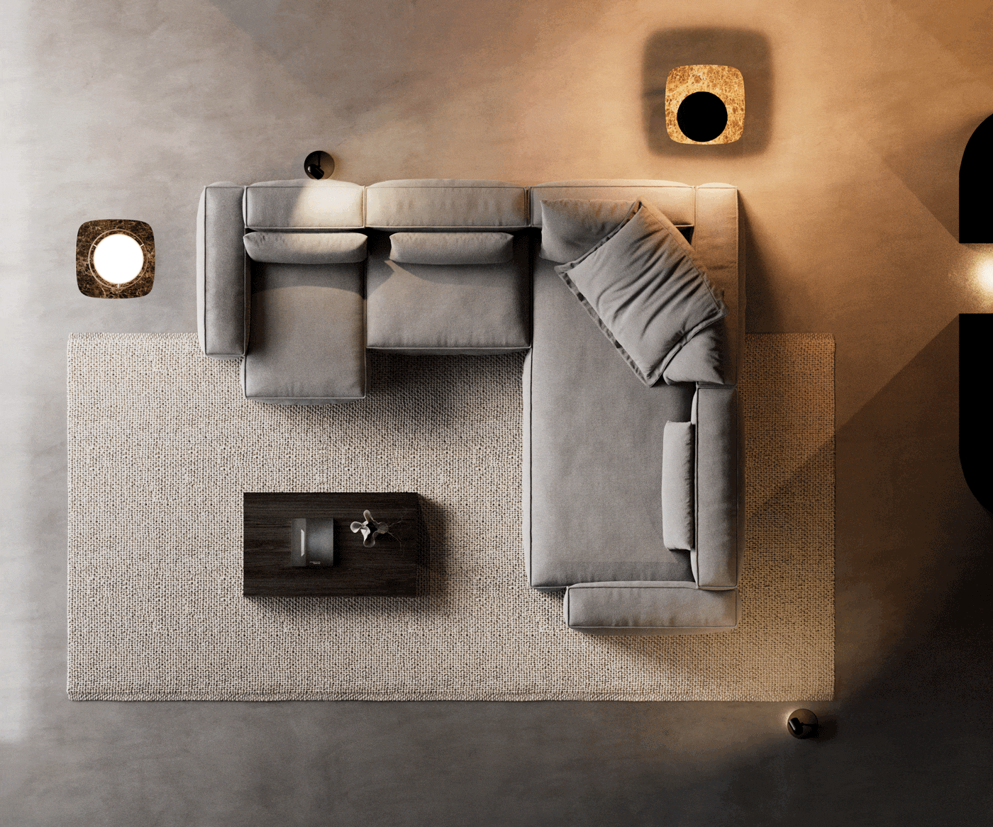 Modularna garnitura Freestyle 360x290cm, Materijal: Strukturirana tkanina