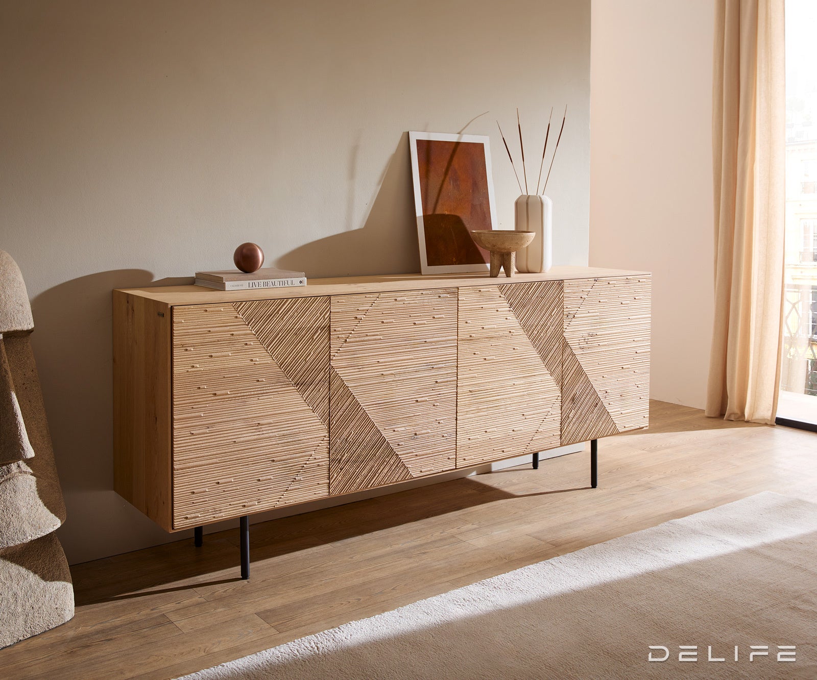 Komoda Tereos 200x45cm, Materijal: Hrast