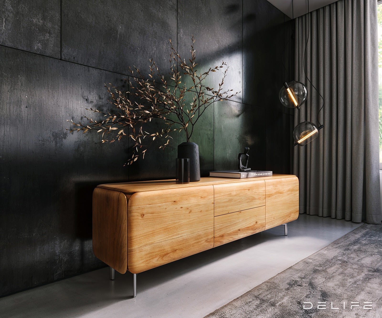 Tv komoda Shavani 175x40cm, Materijal: Bagrem